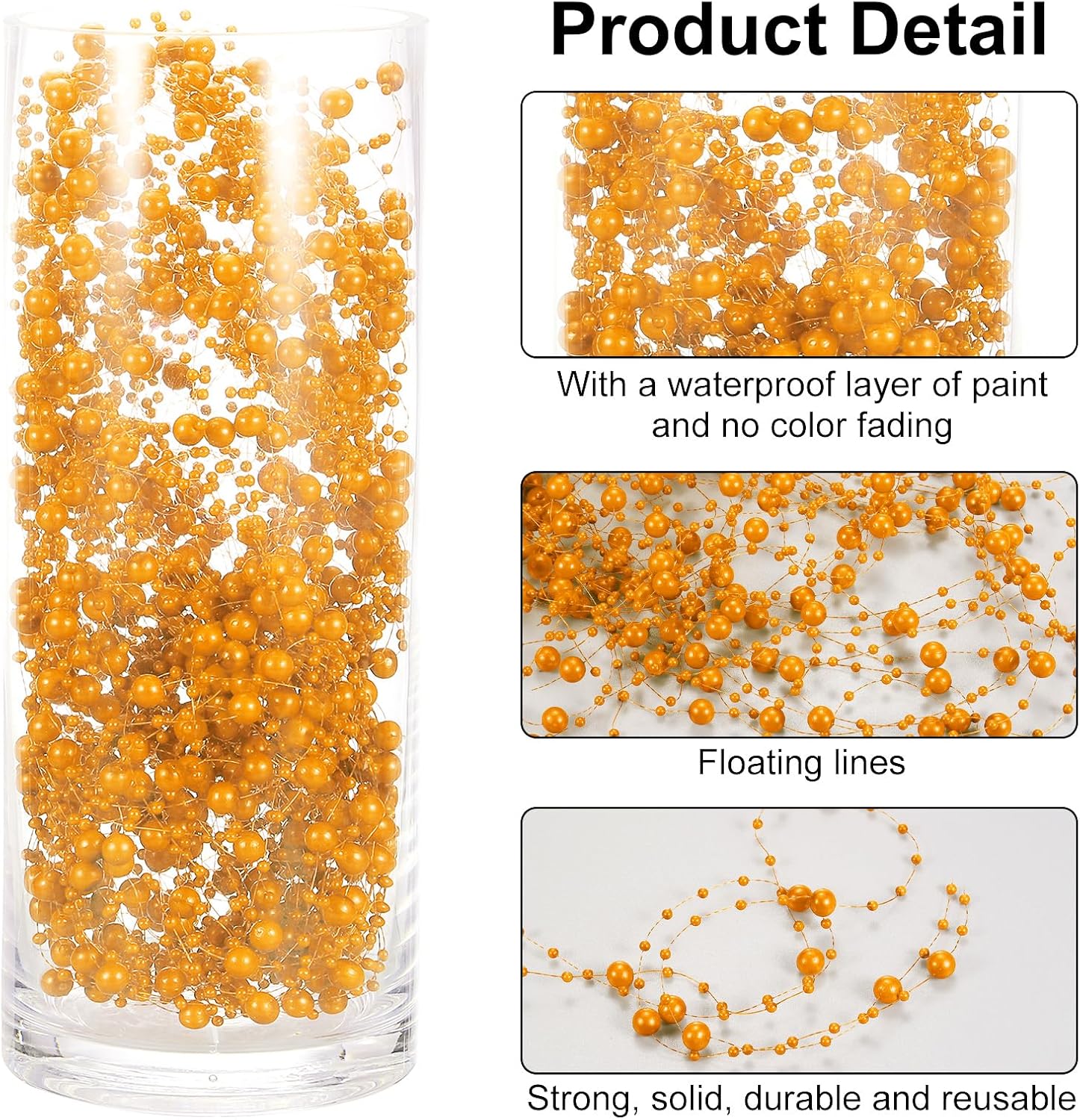 Uxcell 30pcs Artificial Pearl String for Floating Candle Orange