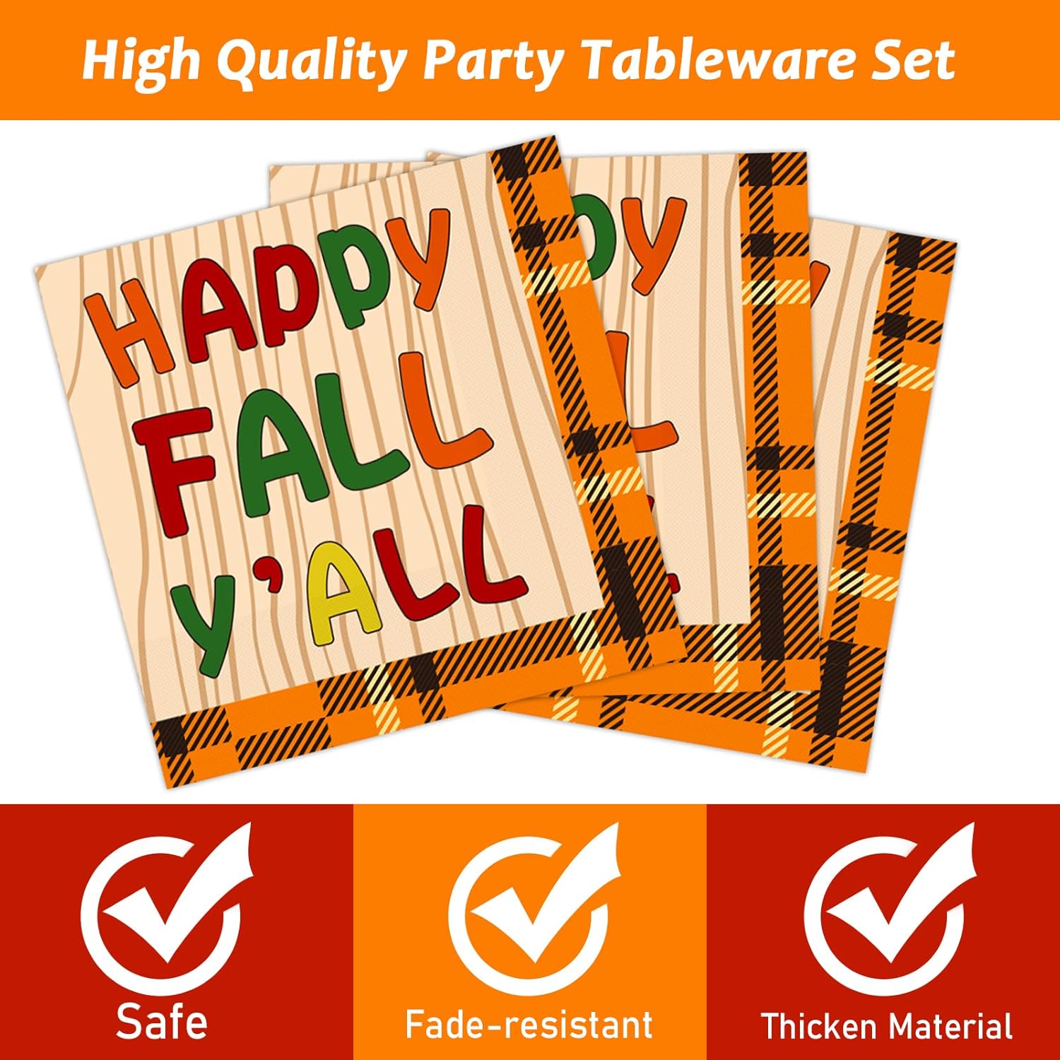 Chiazllta 96 Pcs Fall Tableware Set for Thanksgiving Party