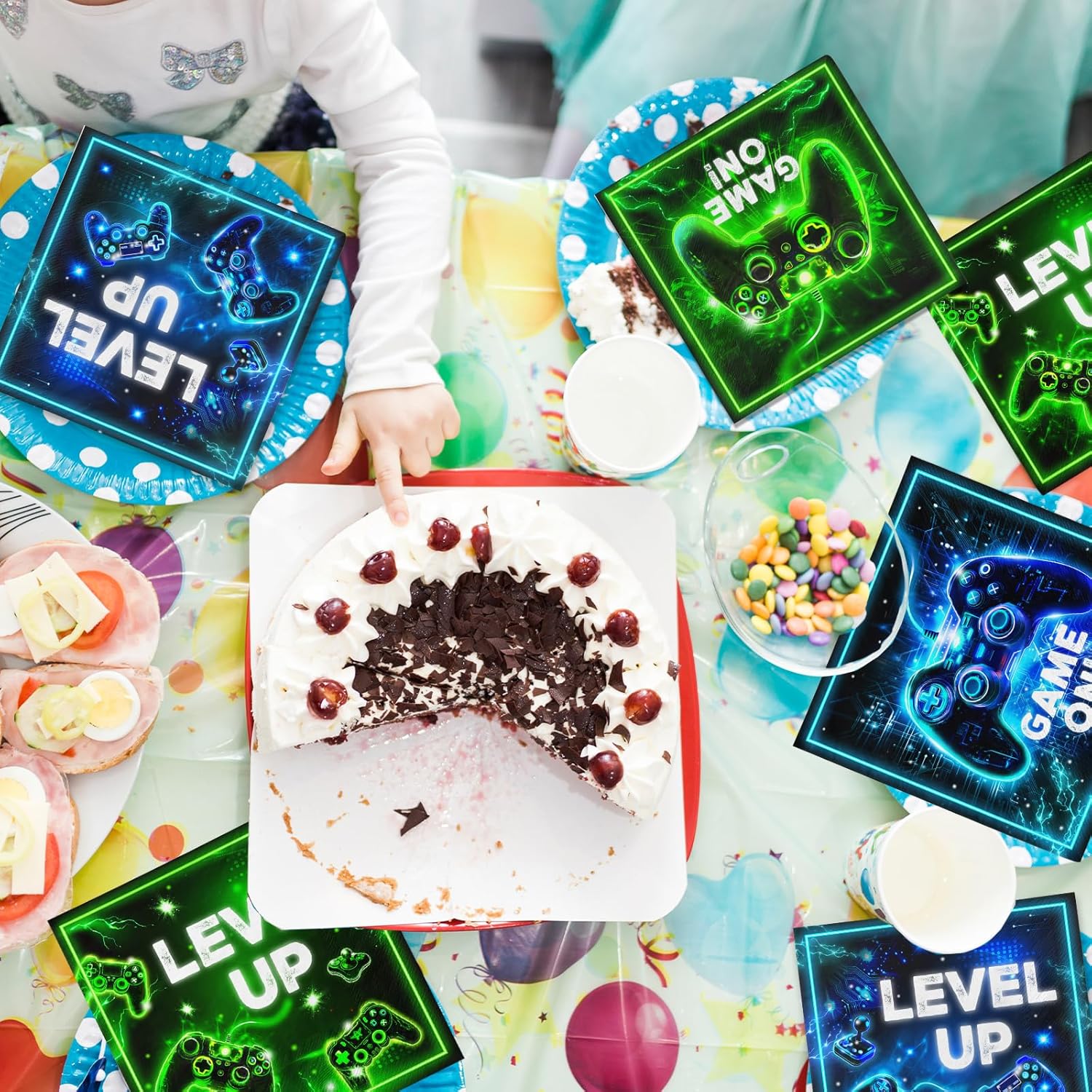48Pcs Neon Game Party Napkins for Boys Girls