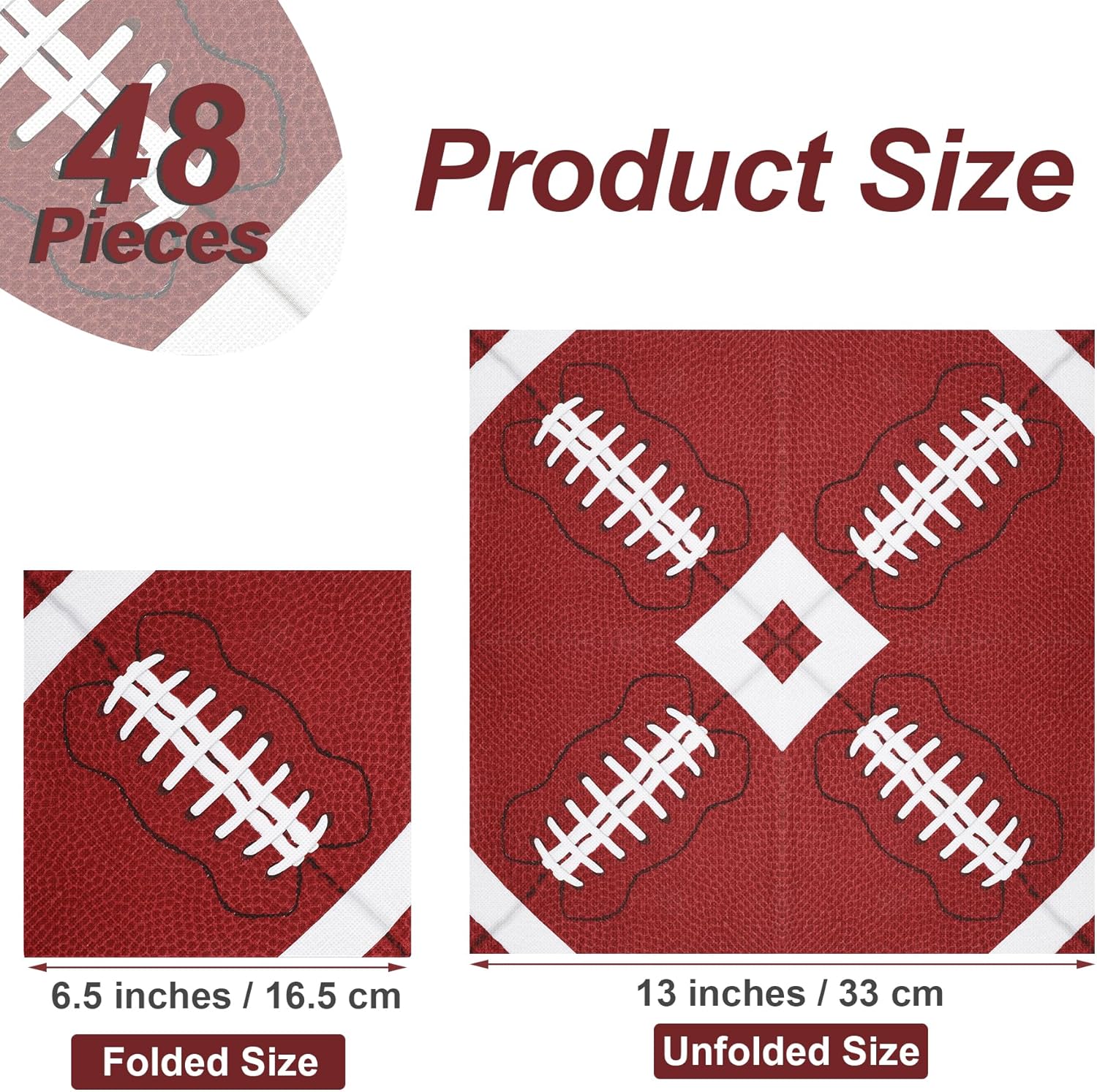 Aodaer Football Themed Napkins 48 Piece Set 13x13 Inches