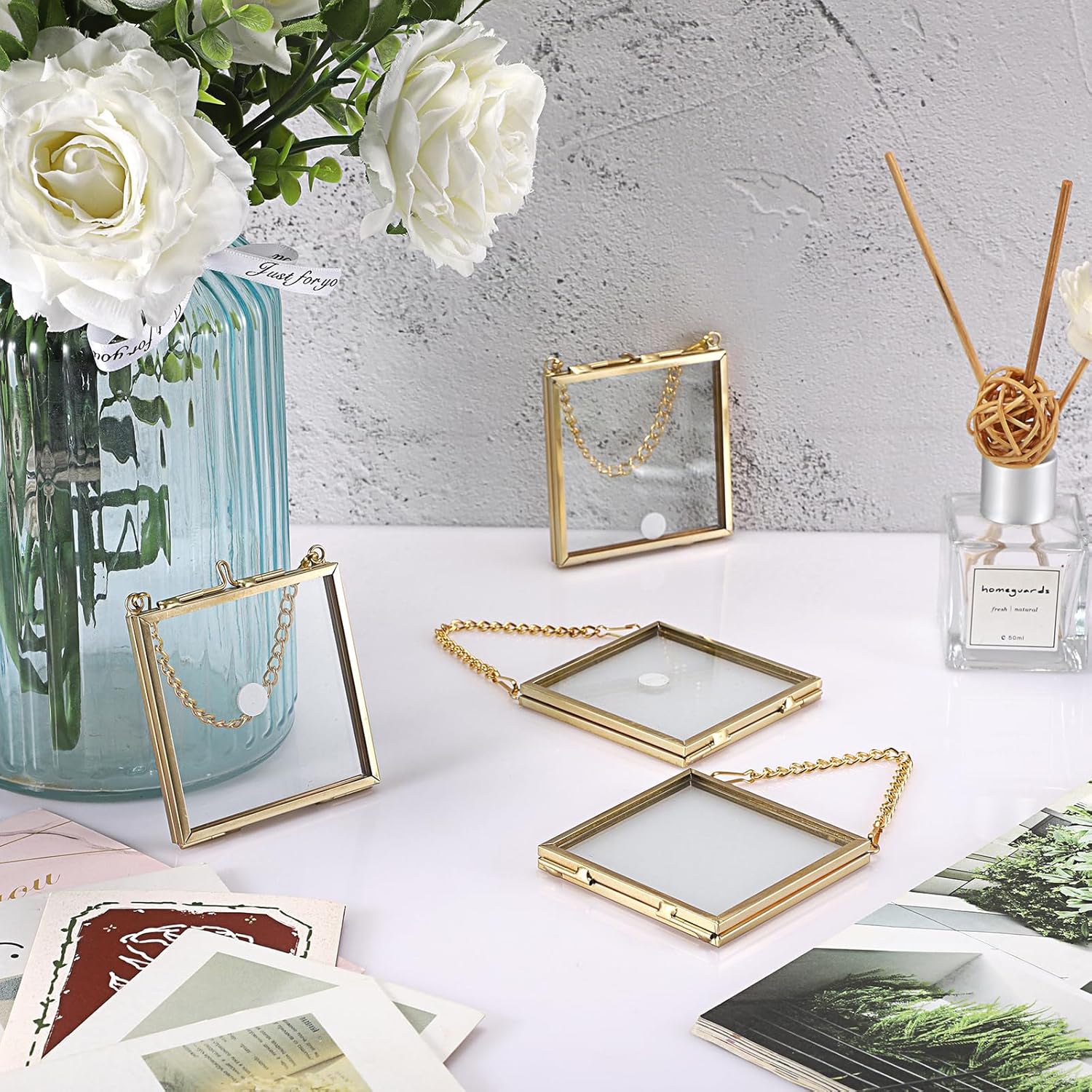 4 Pack Mini Brass Frame for Pressed Flowers Art Display