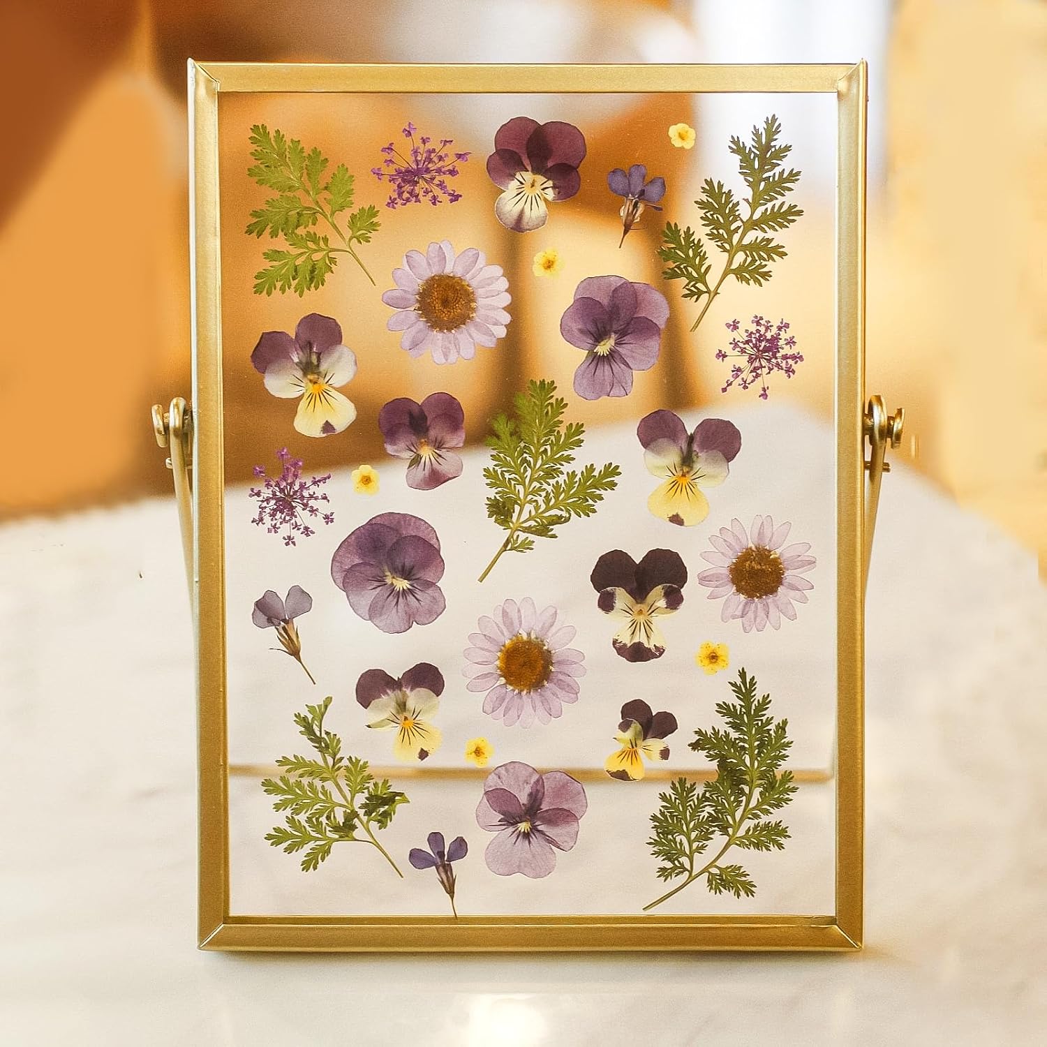 Golden Picture Frame with Double-Sided Glass Display