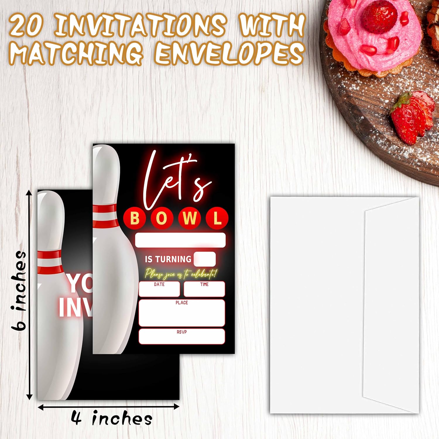 Bowling Birthday Invites for Boys Girls 20 Set