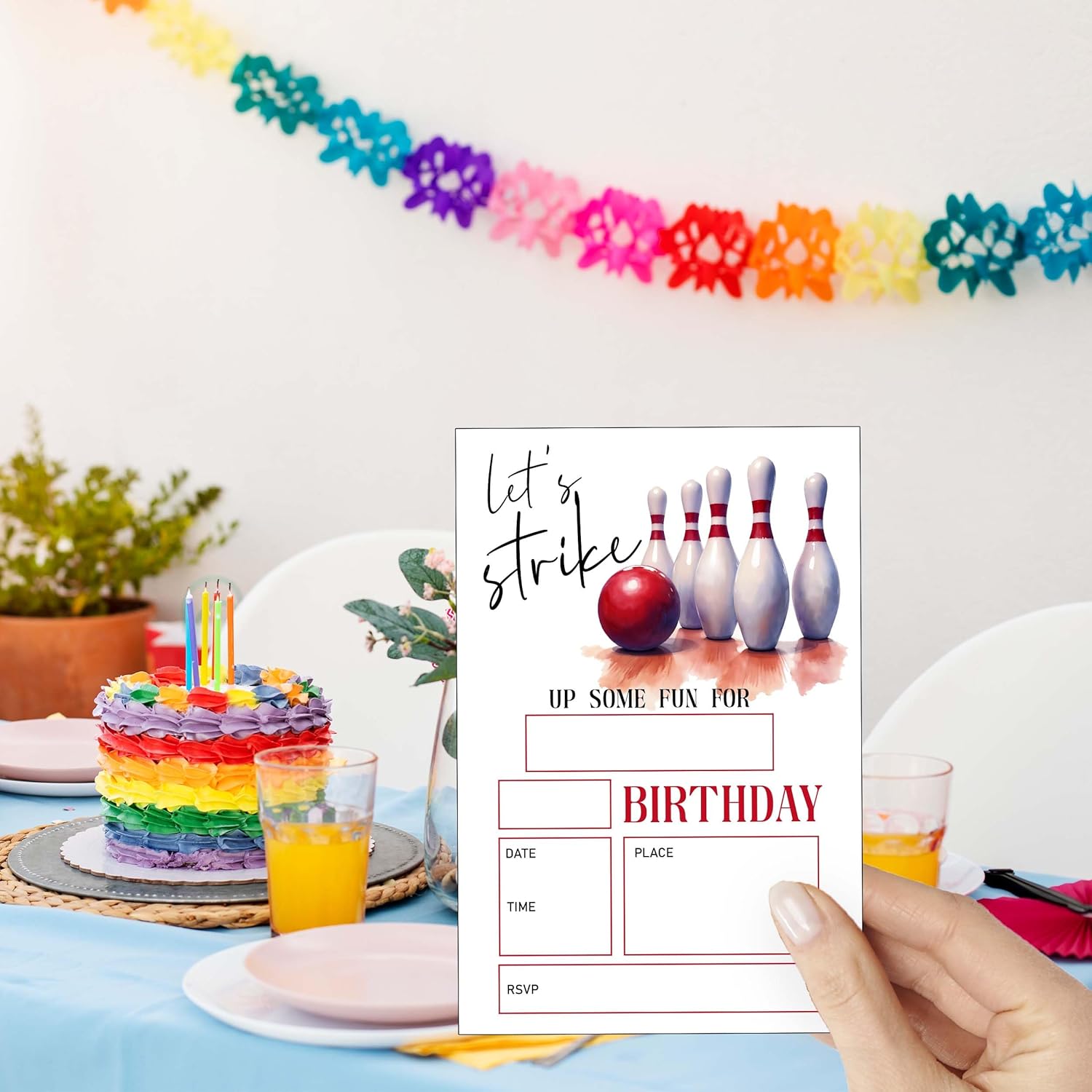 Eronm Bowling Birthday Invites 20 Pack with Envelopes