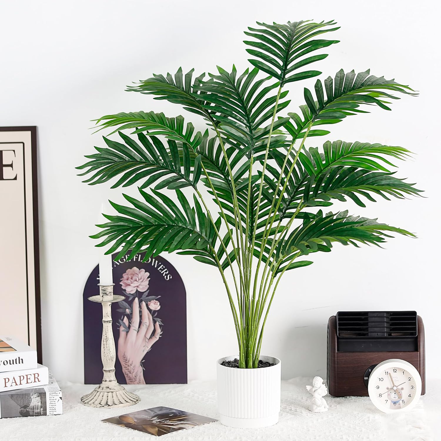 Der Rose 28 Inch Artificial Palm Tree with White Pot