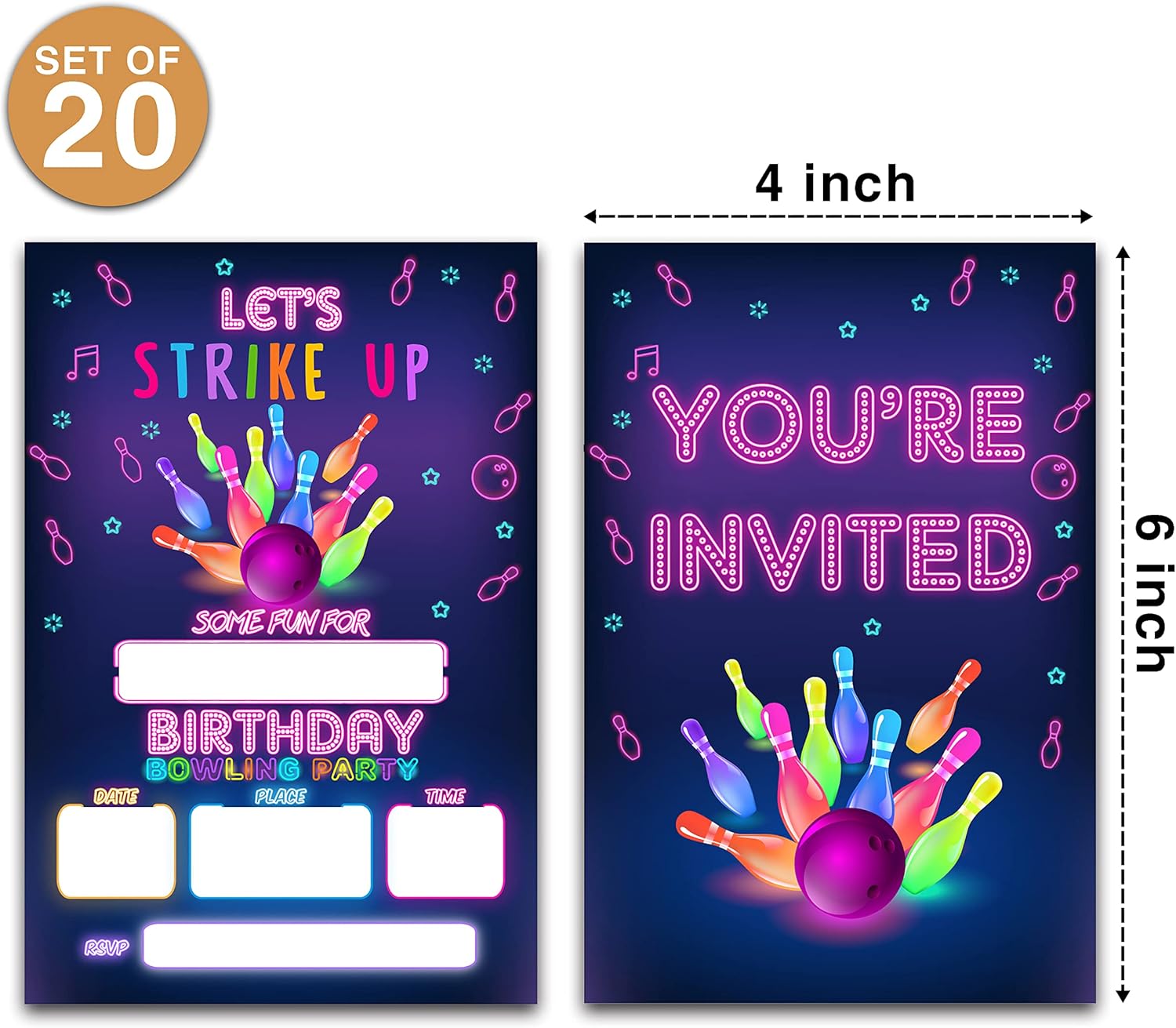 Lets Strike Up Bowling Birthday Invitations 20 Set