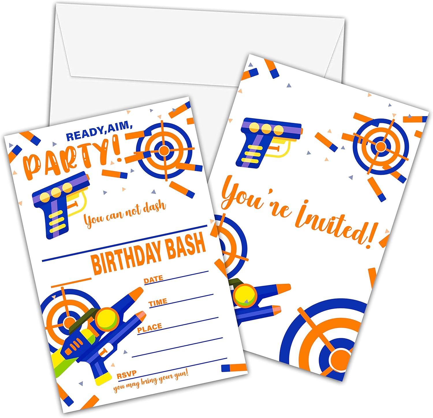 Foosproea Dart Gun Birthday Invites 20 Pack