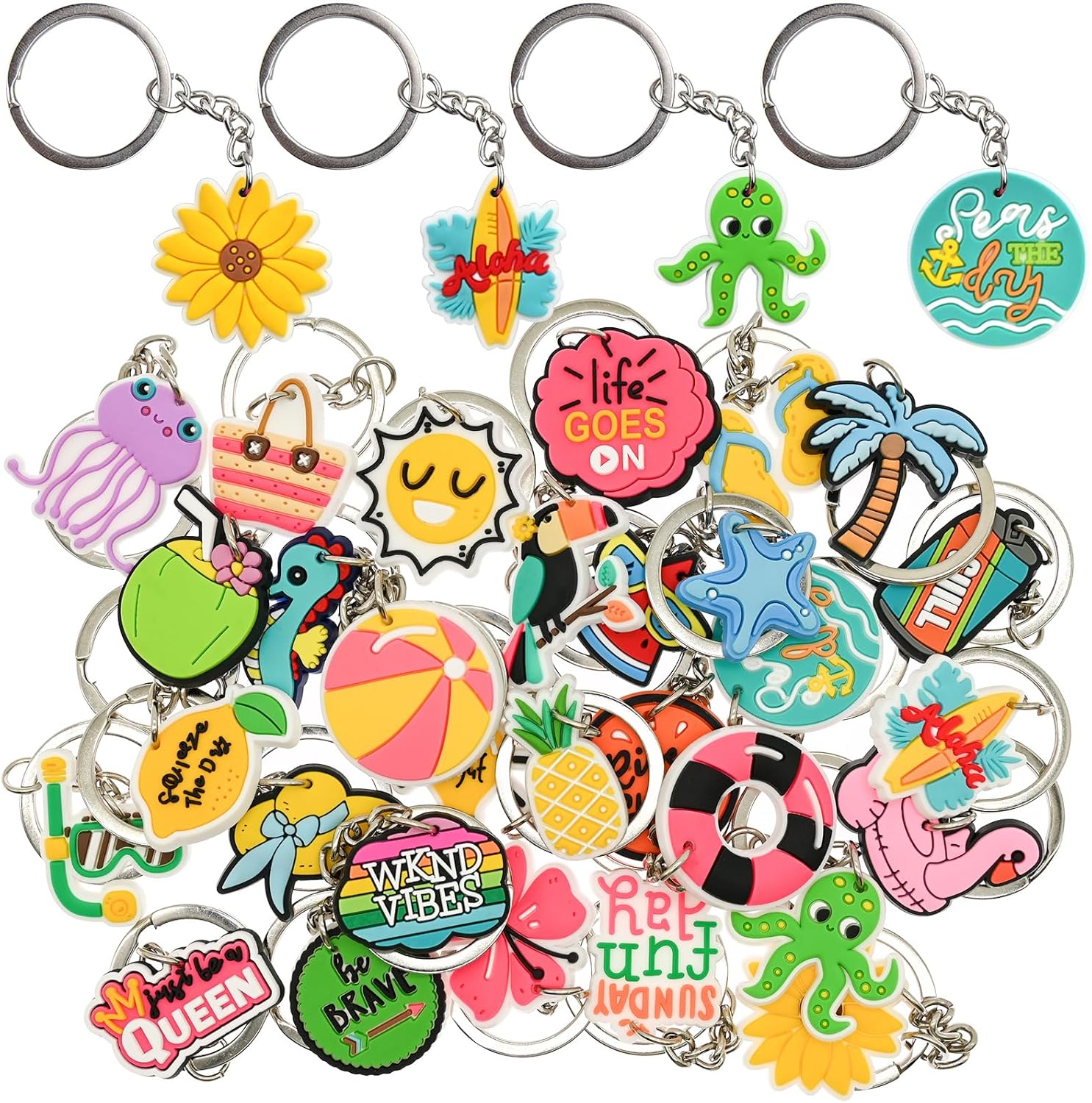 30pcs Cute Summer Keychain Charms for Bags and Keys