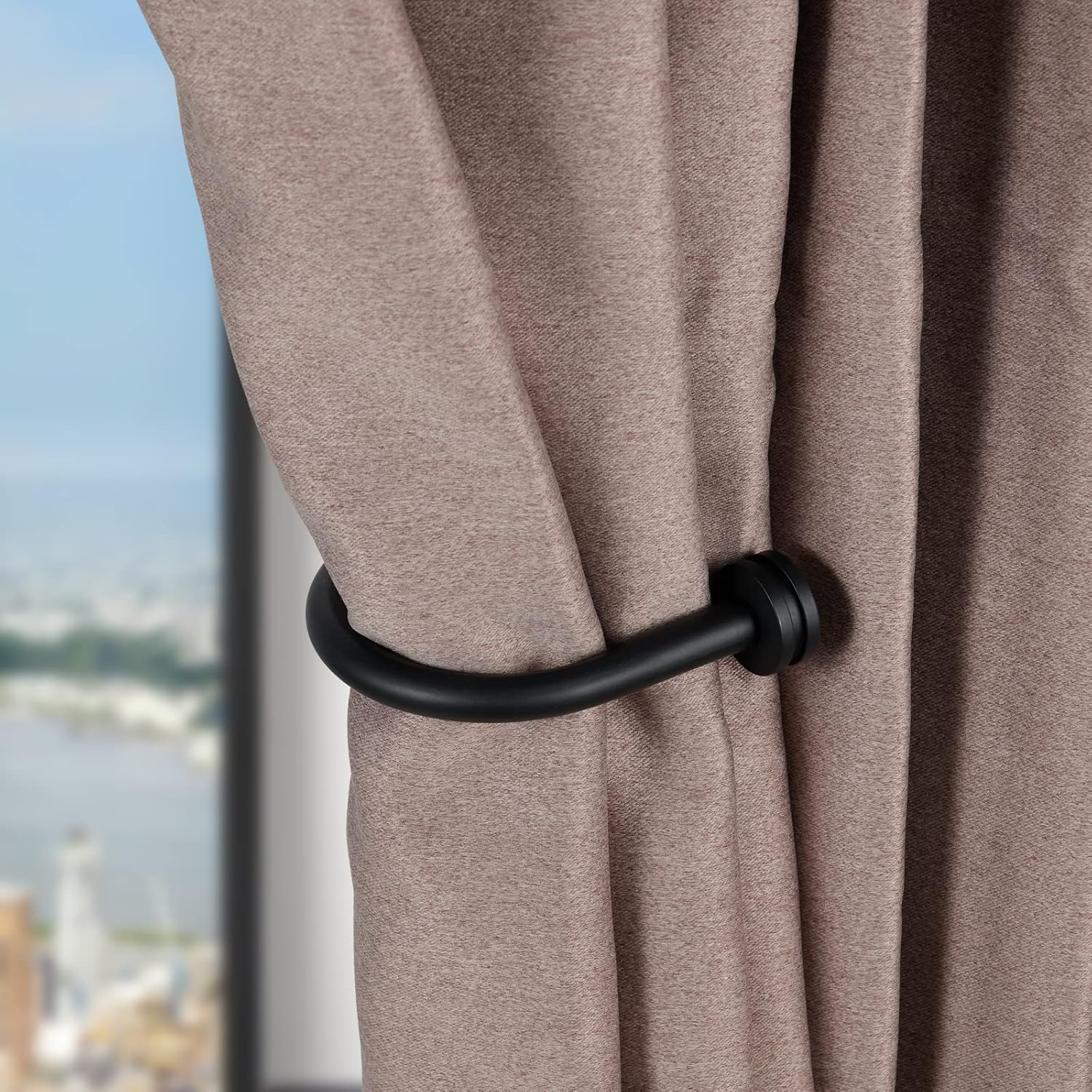 Kemmie Curtain Holders 2 Pack Matte Black Holdbacks