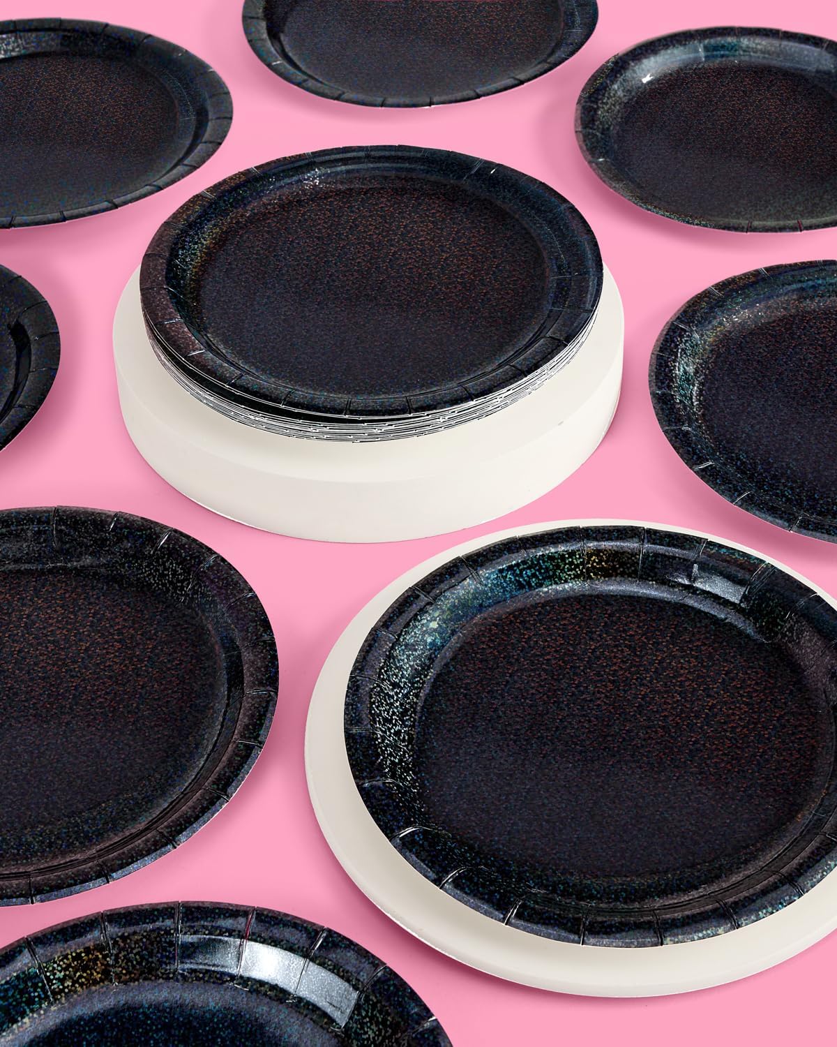 Xo Fetti Black Holographic Foil Plates 25 Pack