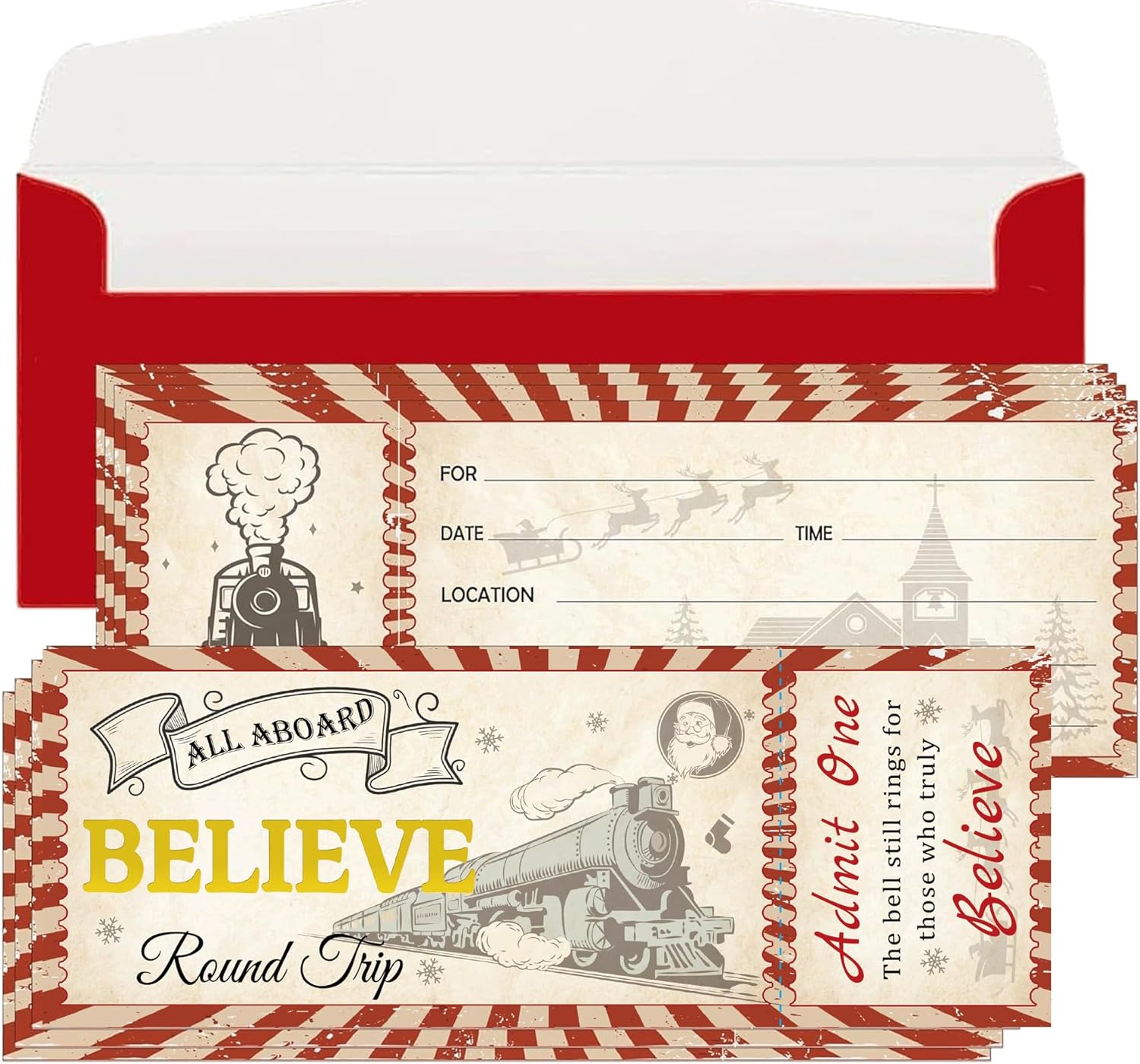 Wootile Christmas Train Ticket Invitations 25 Pcs