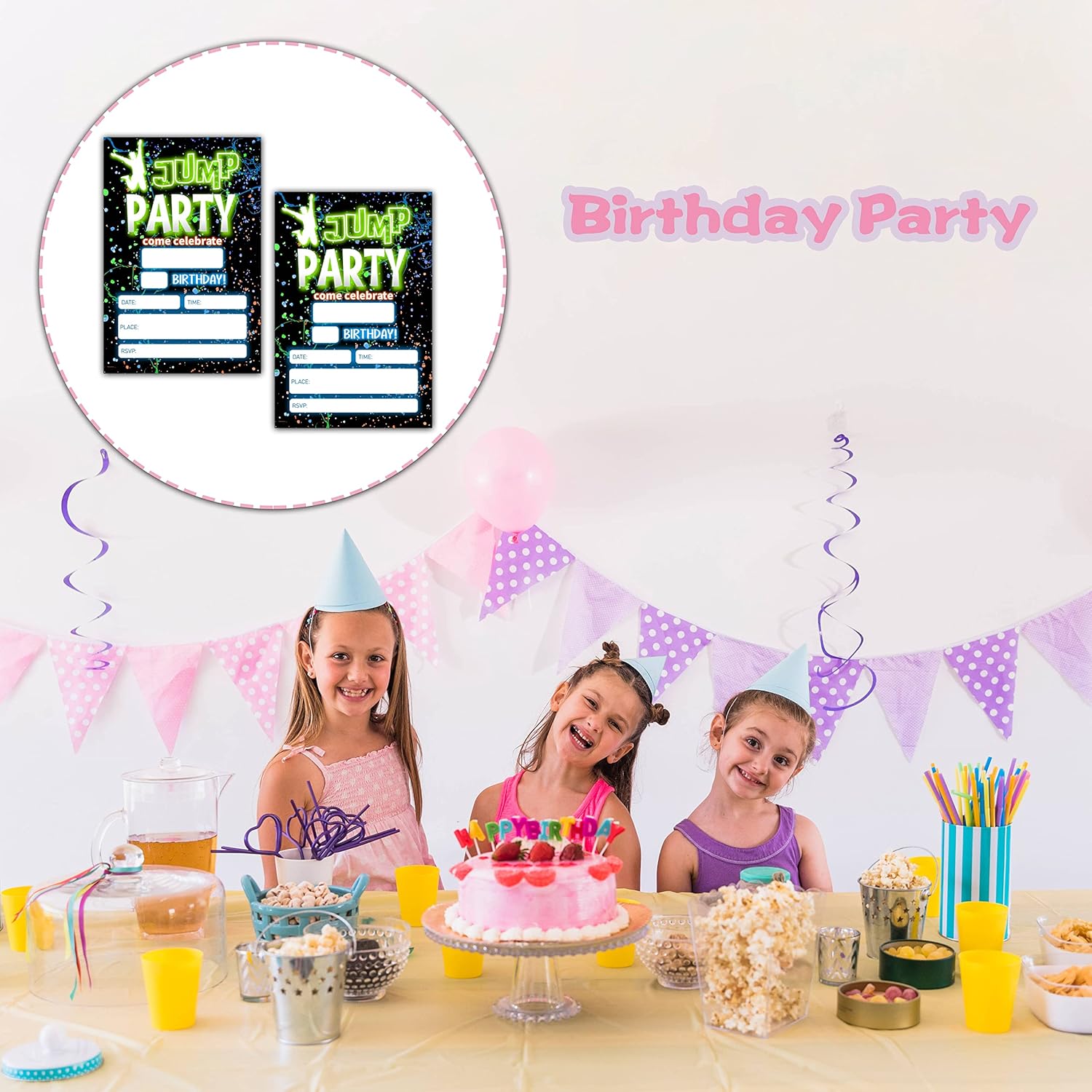 Tiofuno Glow Jump Birthday Invitations 4x6