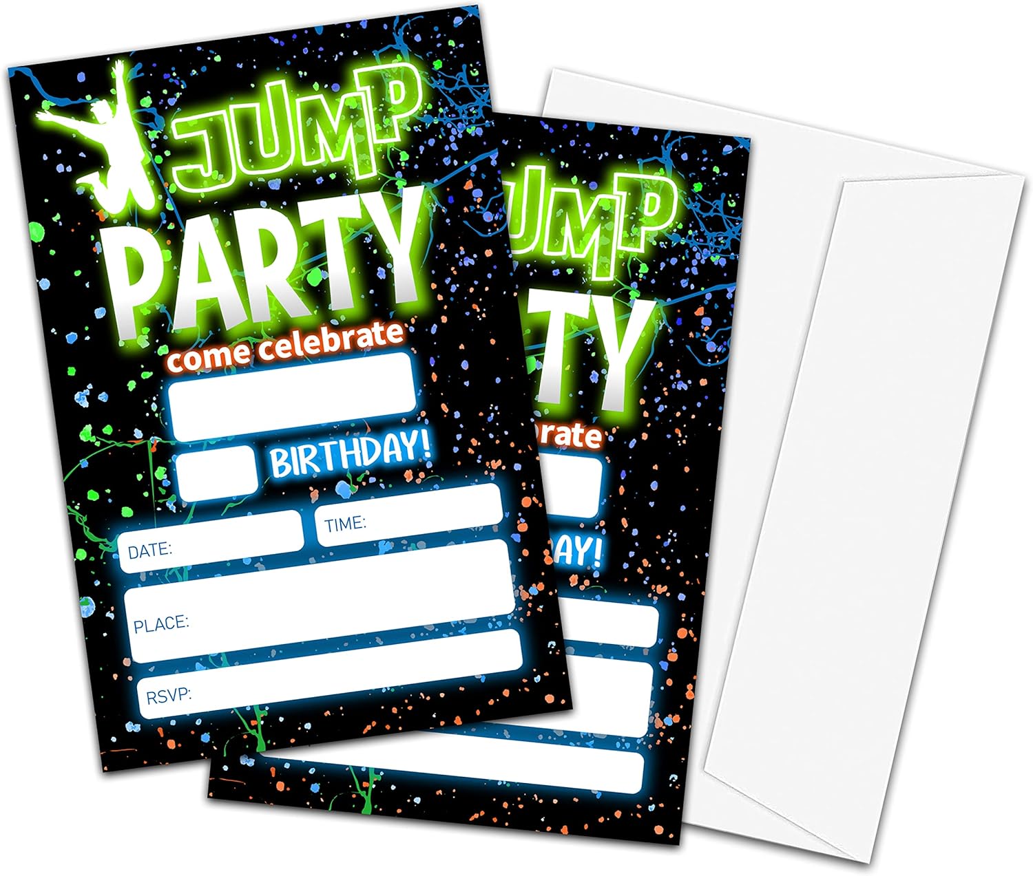 Tiofuno Glow Jump Birthday Invitations 4x6