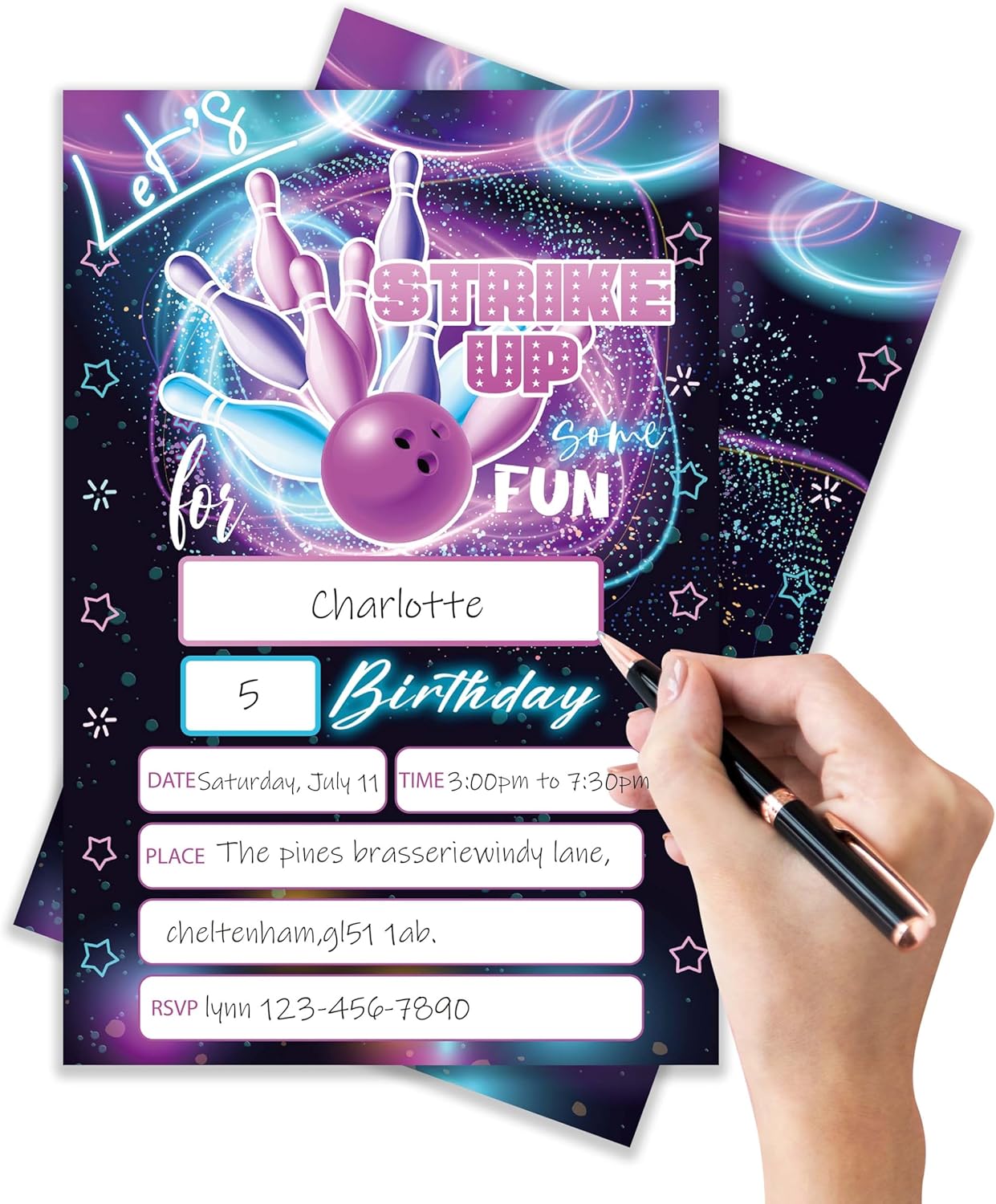Bowling Birthday Invitations with Envelopes Pack of 20