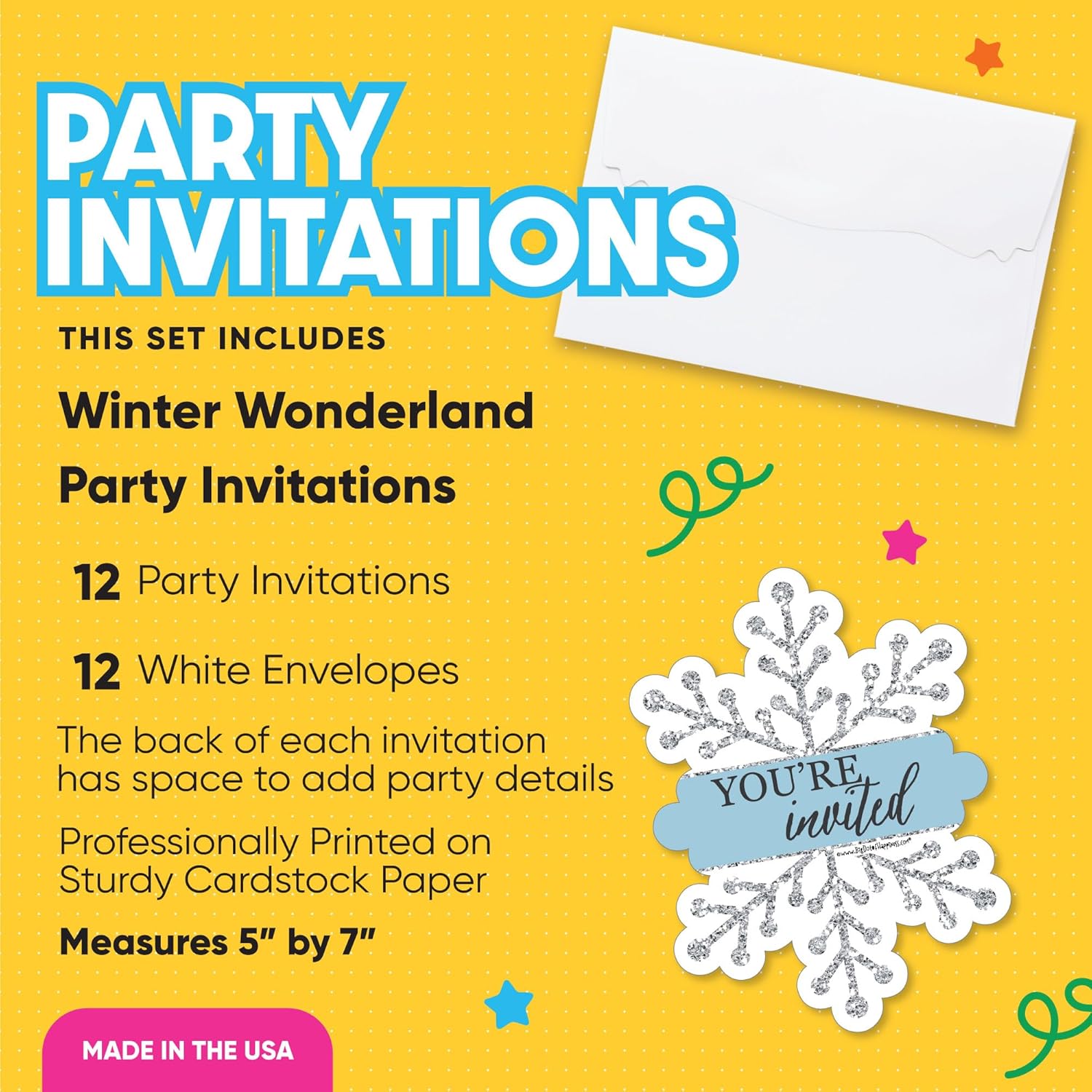 Big Dot of Happiness Winter Wonderland Shaped Fill-In Invitations Set of 12