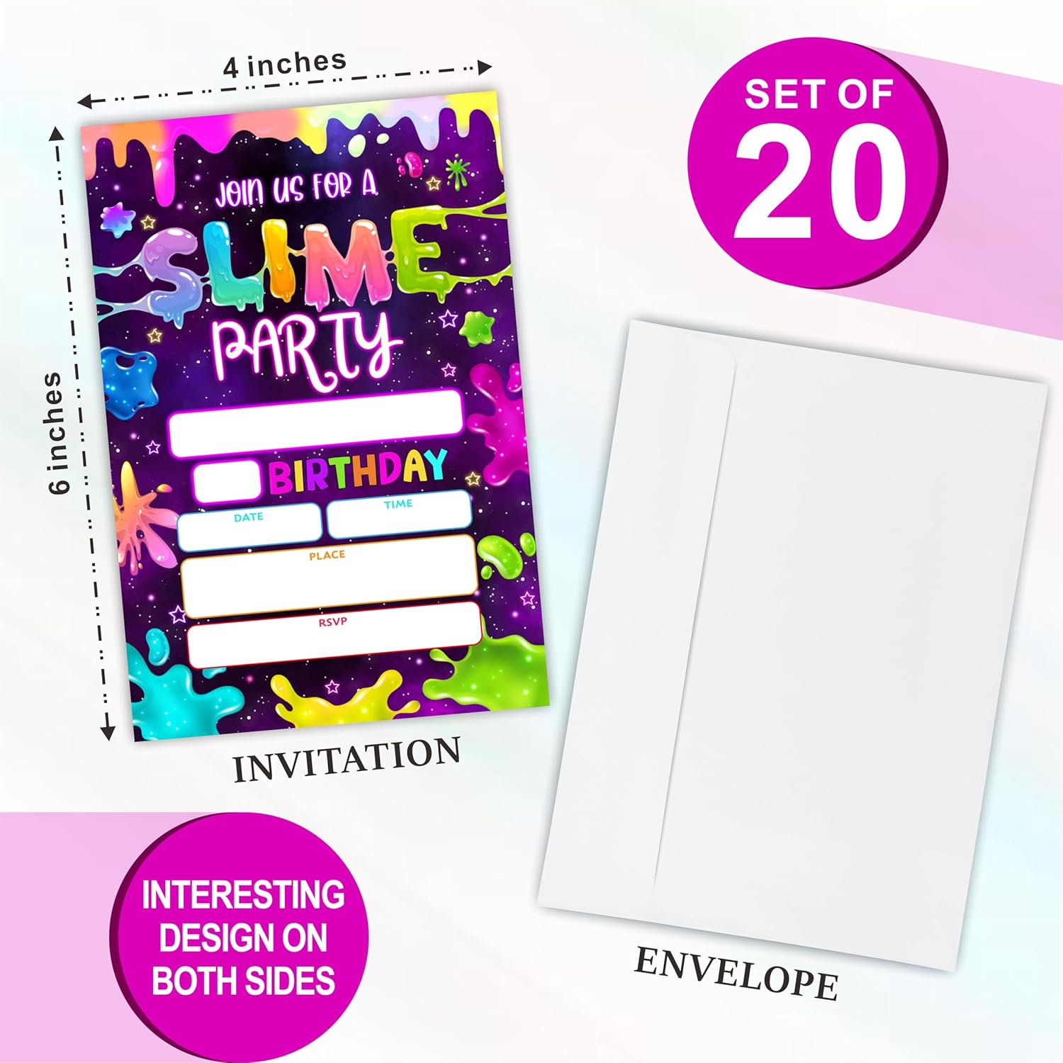 Cudwid Neon Glow Slime Birthday Invites