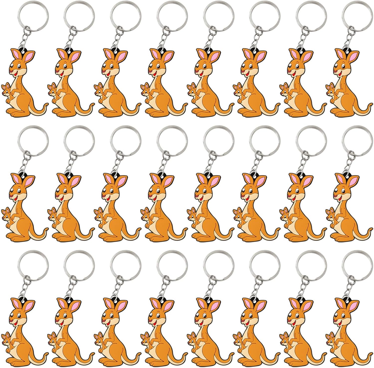 24 Pack Kangaroo Keychains for Safari Animal Themed Party Favors