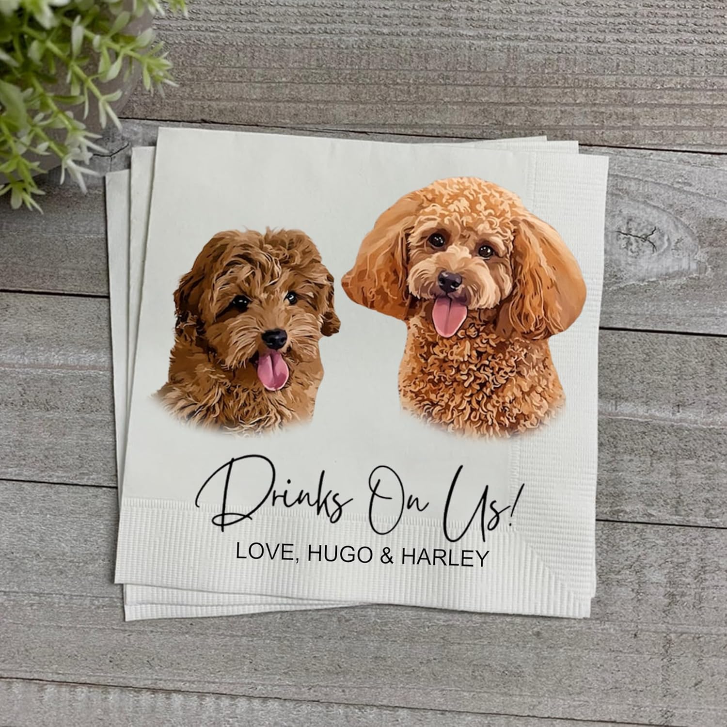 Luxury Custom Pet Portrait Napkins for Wedding and Engagement