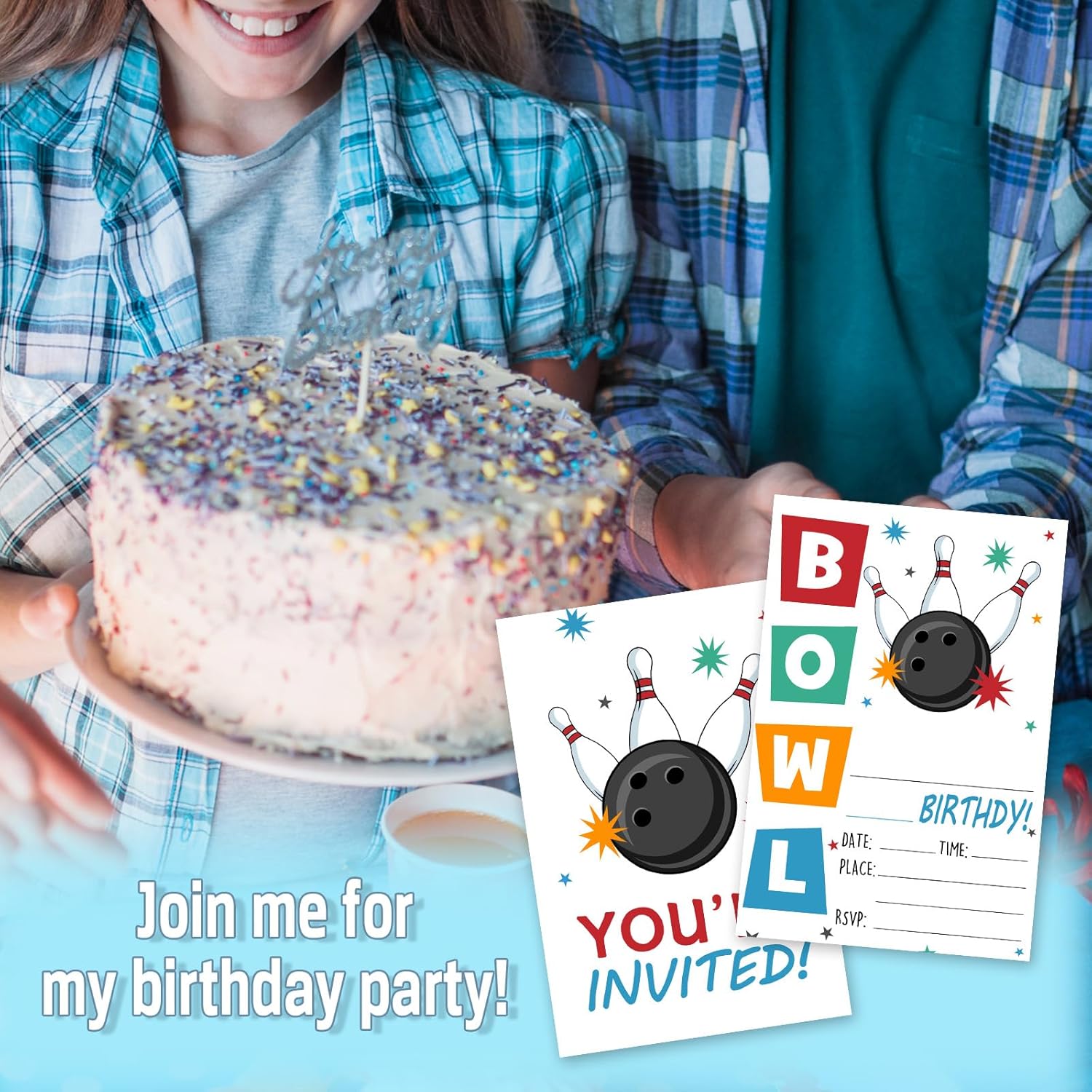 Bowling Birthday Invitations 25 Pcs With Envelopes