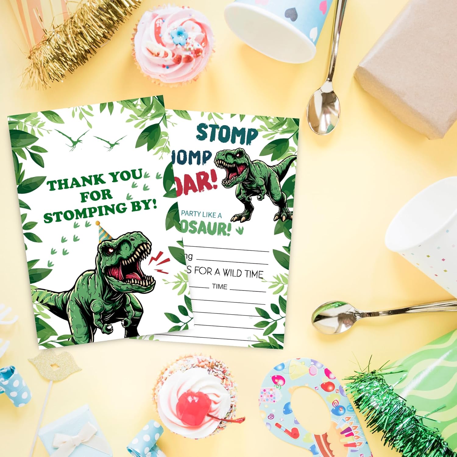 VIVORA Dinosaur Party Invitation Cards Set of 30
