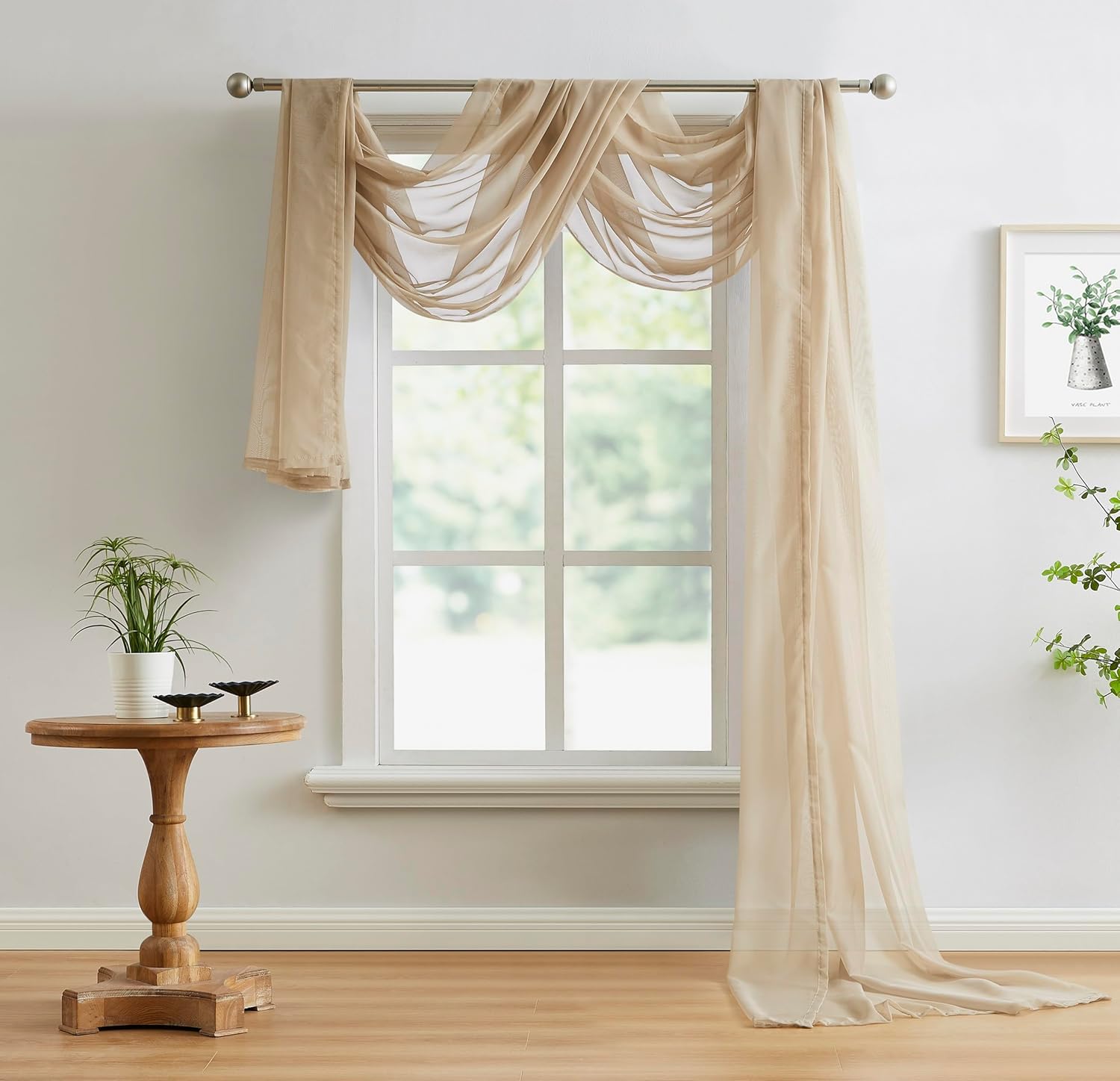 LinenZone Taupe Window Scarf Valance 55x216