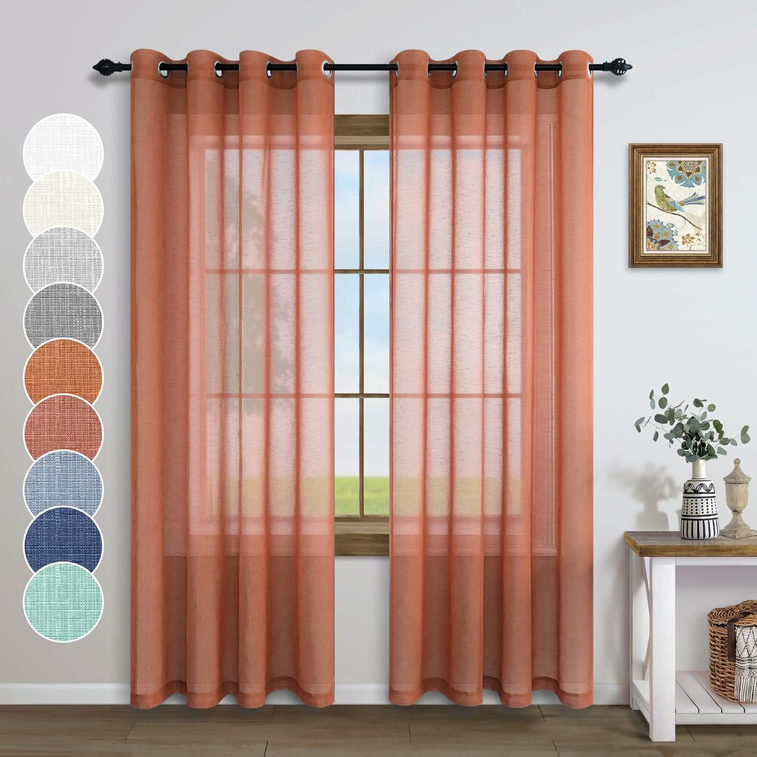 Terracotta Curtains 84 Inches Long 2 Panels Burnt Orange