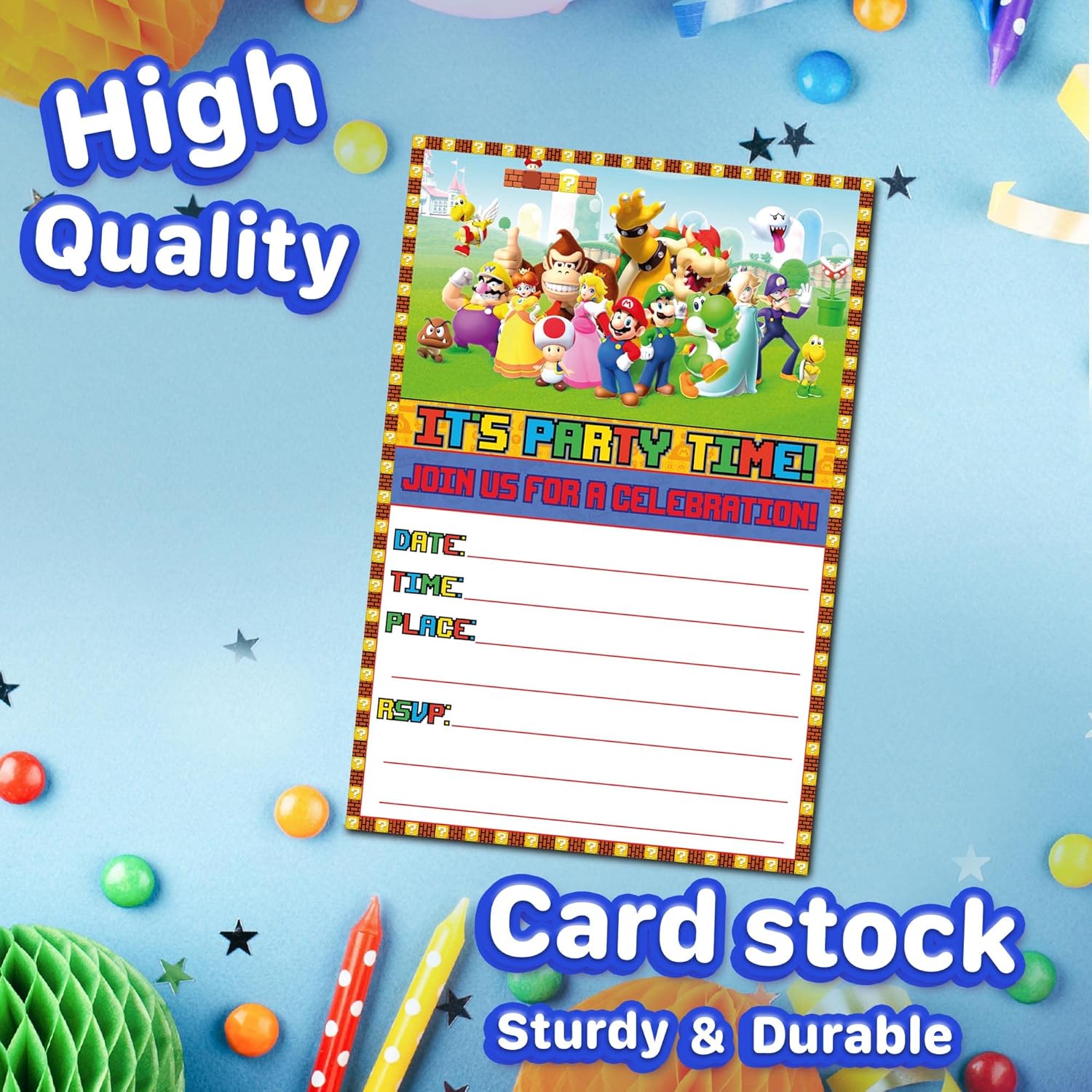 30 Piece Classic Video Game Birthday Invitations Set