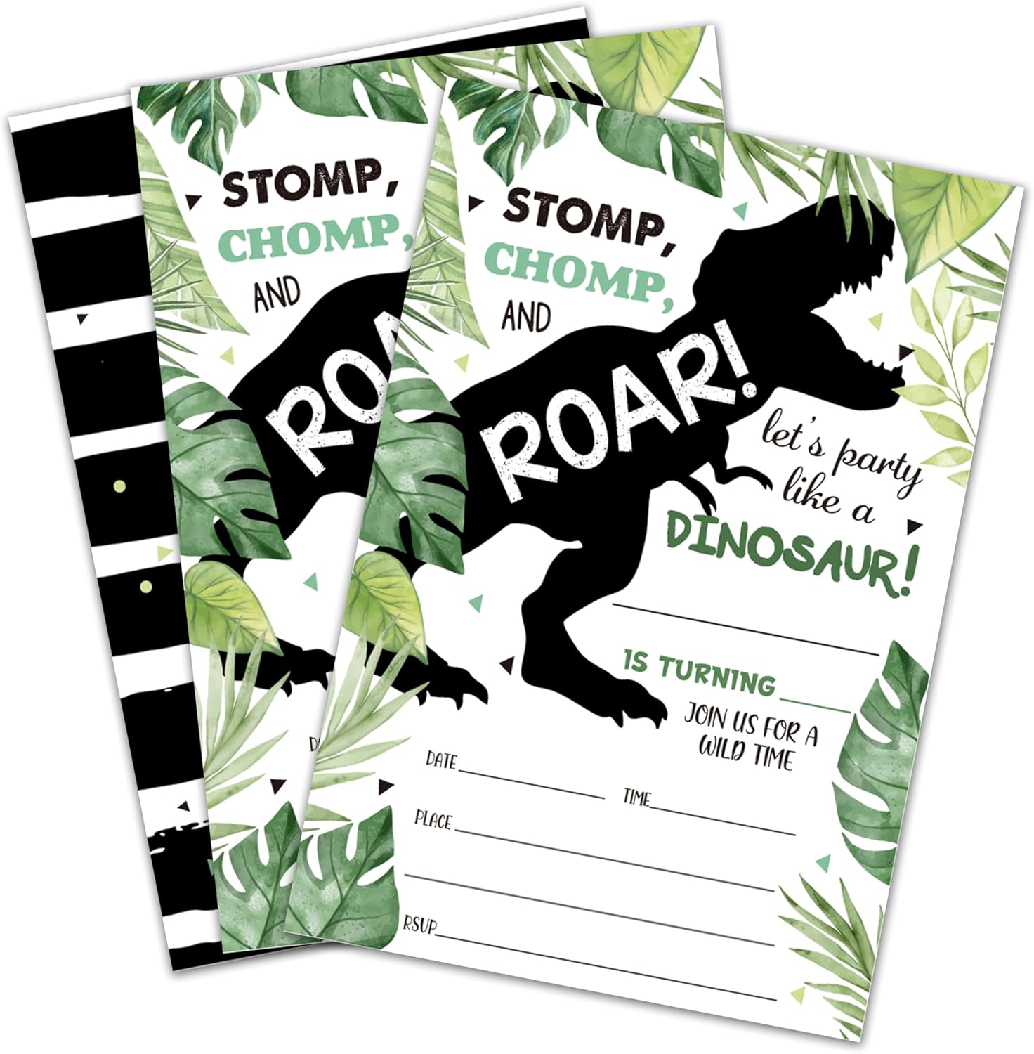 Dinosaur Theme Birthday Invitation Cards With Envelopes