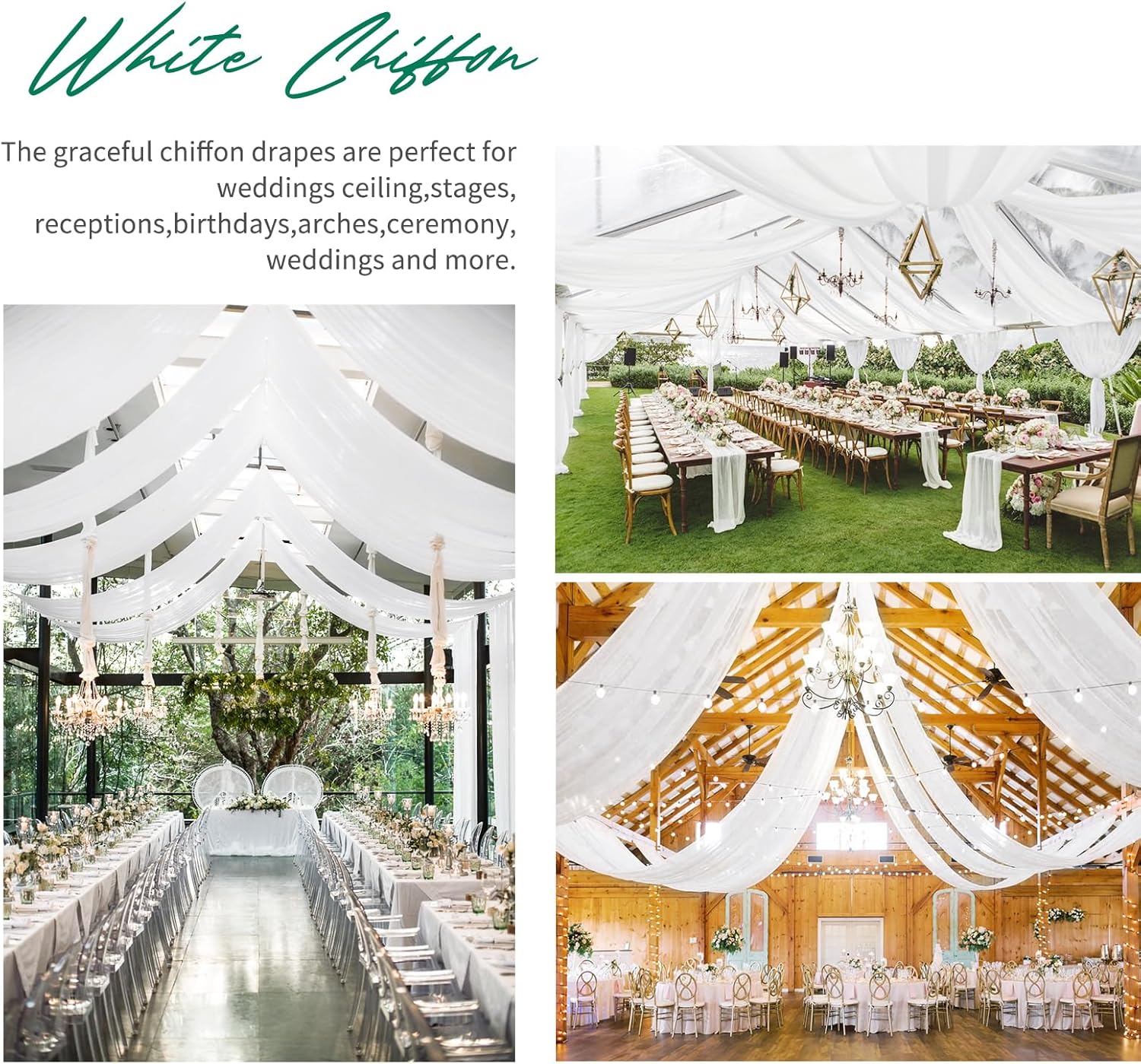 10 Panels White Ceiling Drapes Wedding Arch Decor