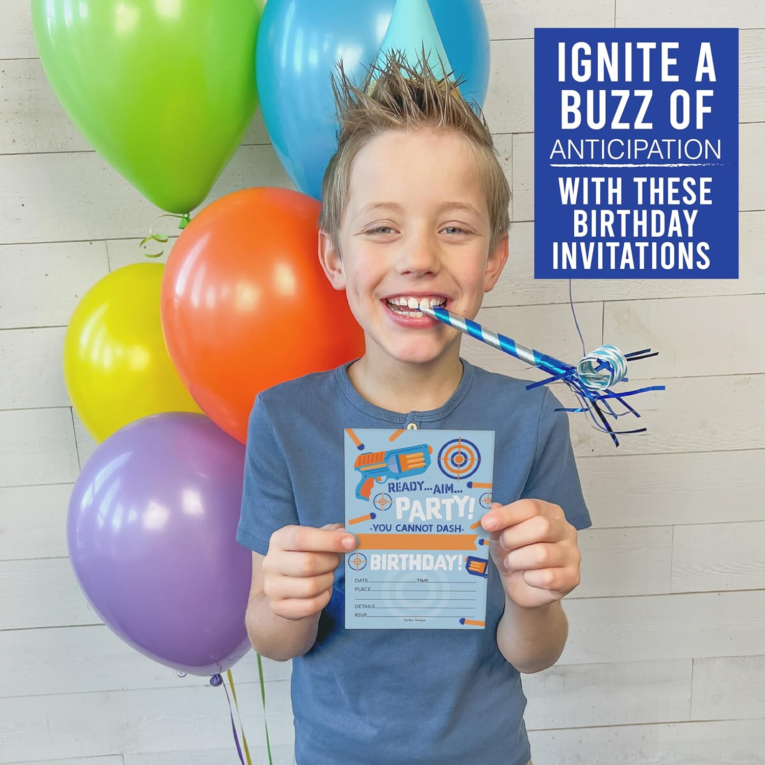 Hadley Designs Dart War Birthday Invitations for Boys