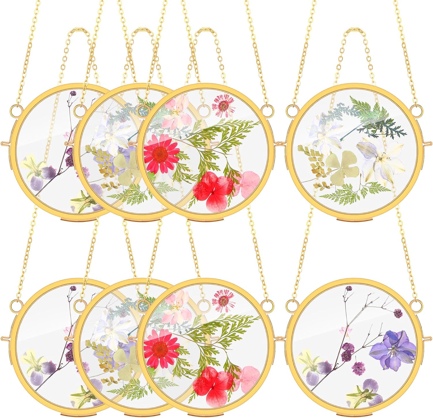 BBTO 8 Pack Round Hanging Glass Frames Set 39 Inch