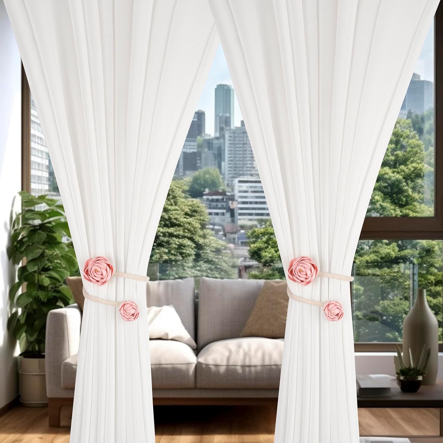 SUQ I OME 2-Piece Handmade Artificial Flower Curtain Holdbacks