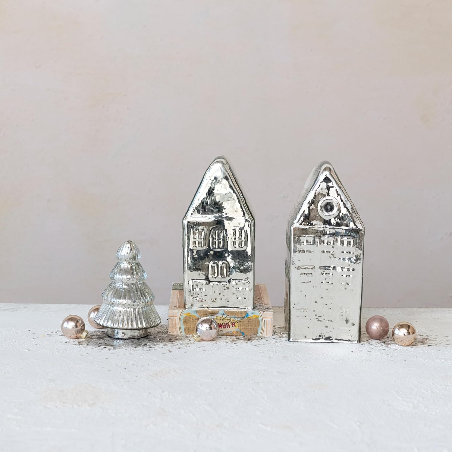 Creative Co Op Tall Mercury Glass House Silver Decor