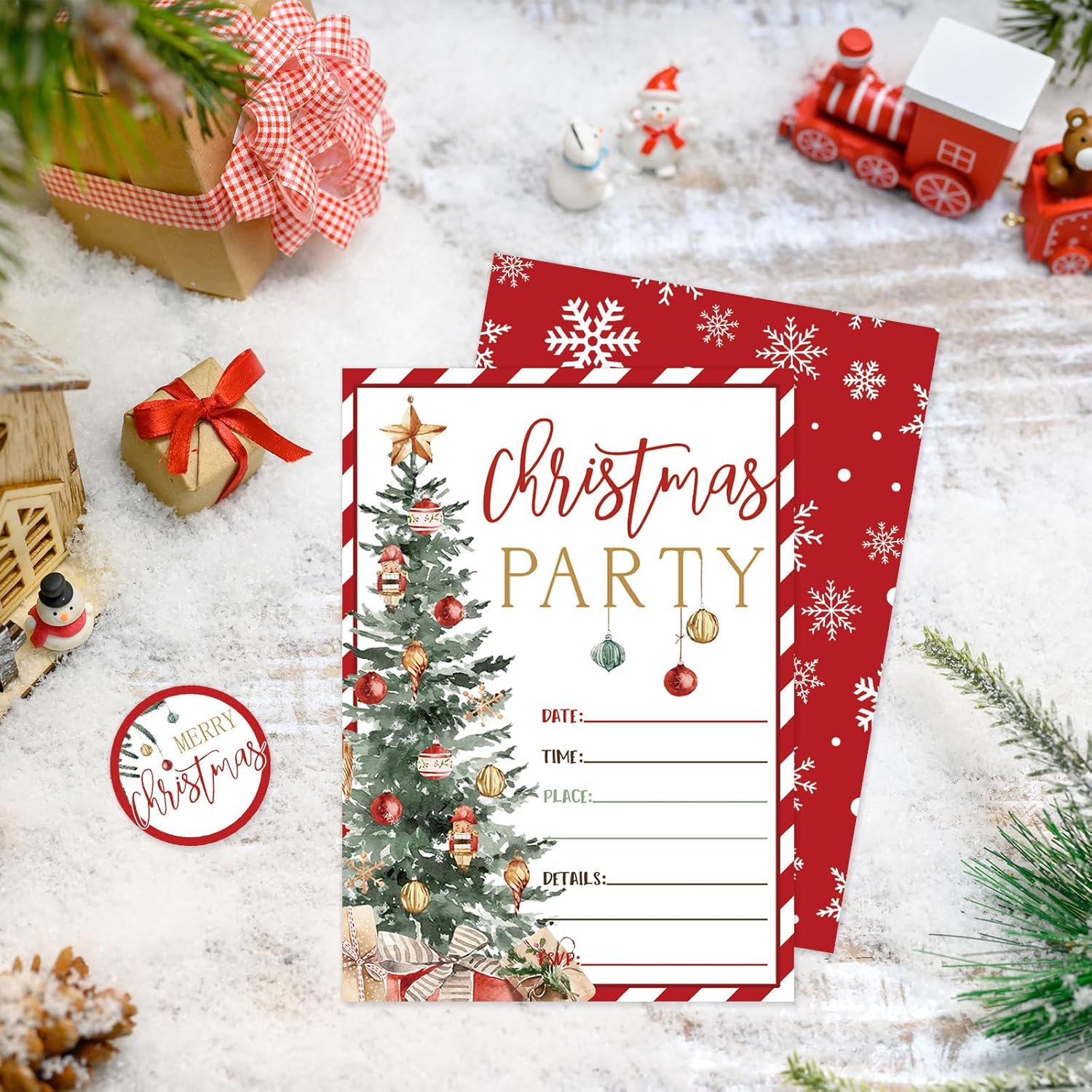 Whaline 25 Set Christmas Invitations with Envelopes and Stickers
