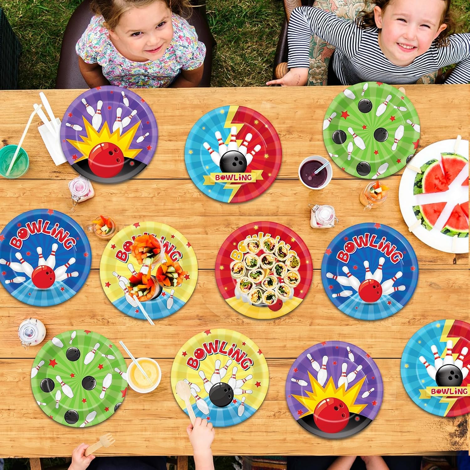 60Pcs Bowling-Themed 7 Inch Paper Plates for Party