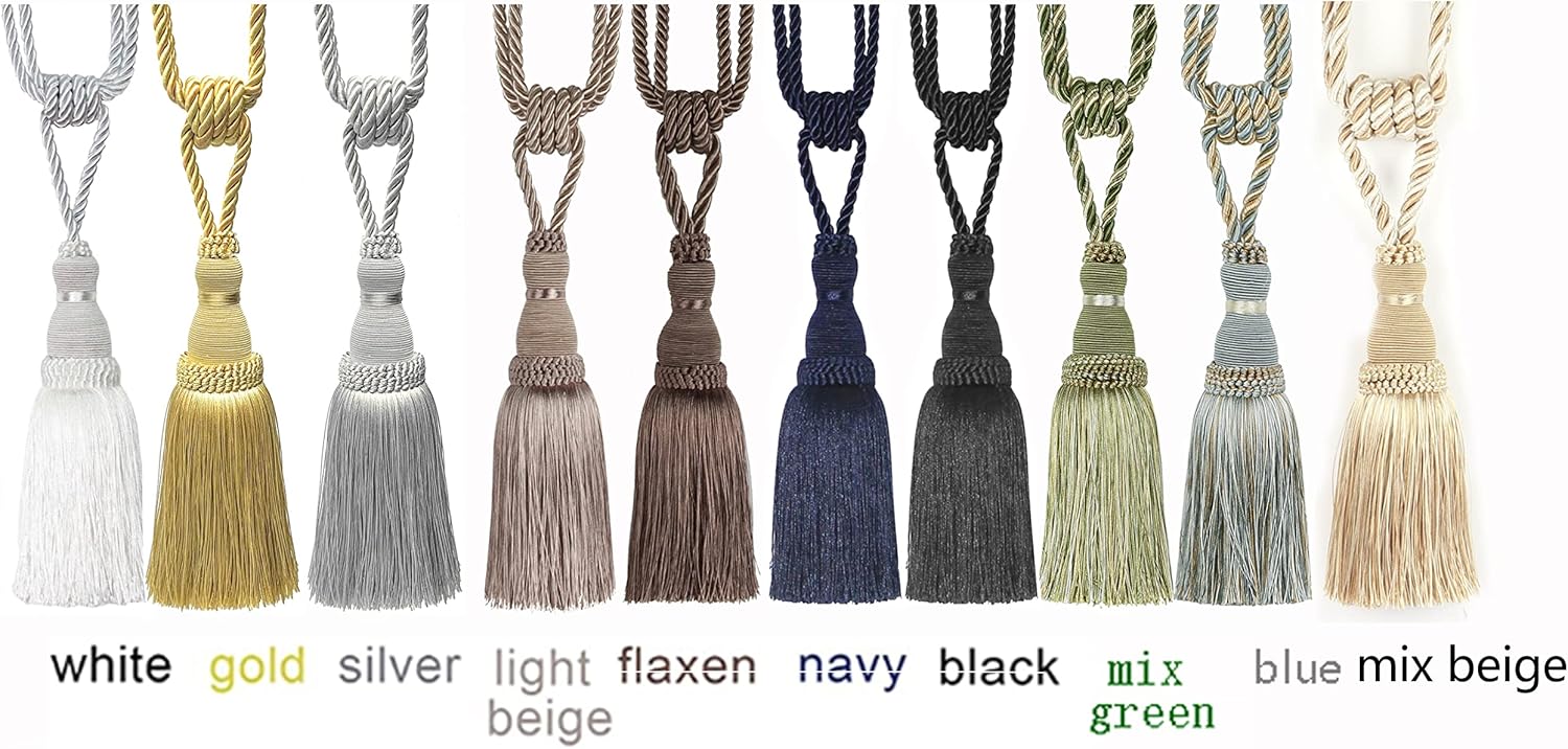 BEL AVENIR 2 Pack Gold Curtain Tiebacks with Tassels