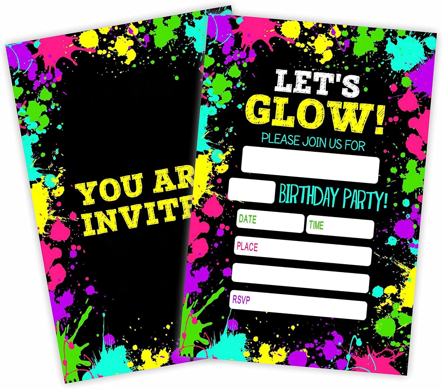 Lets Glow Birthday Party Invitation Cards 20 Count