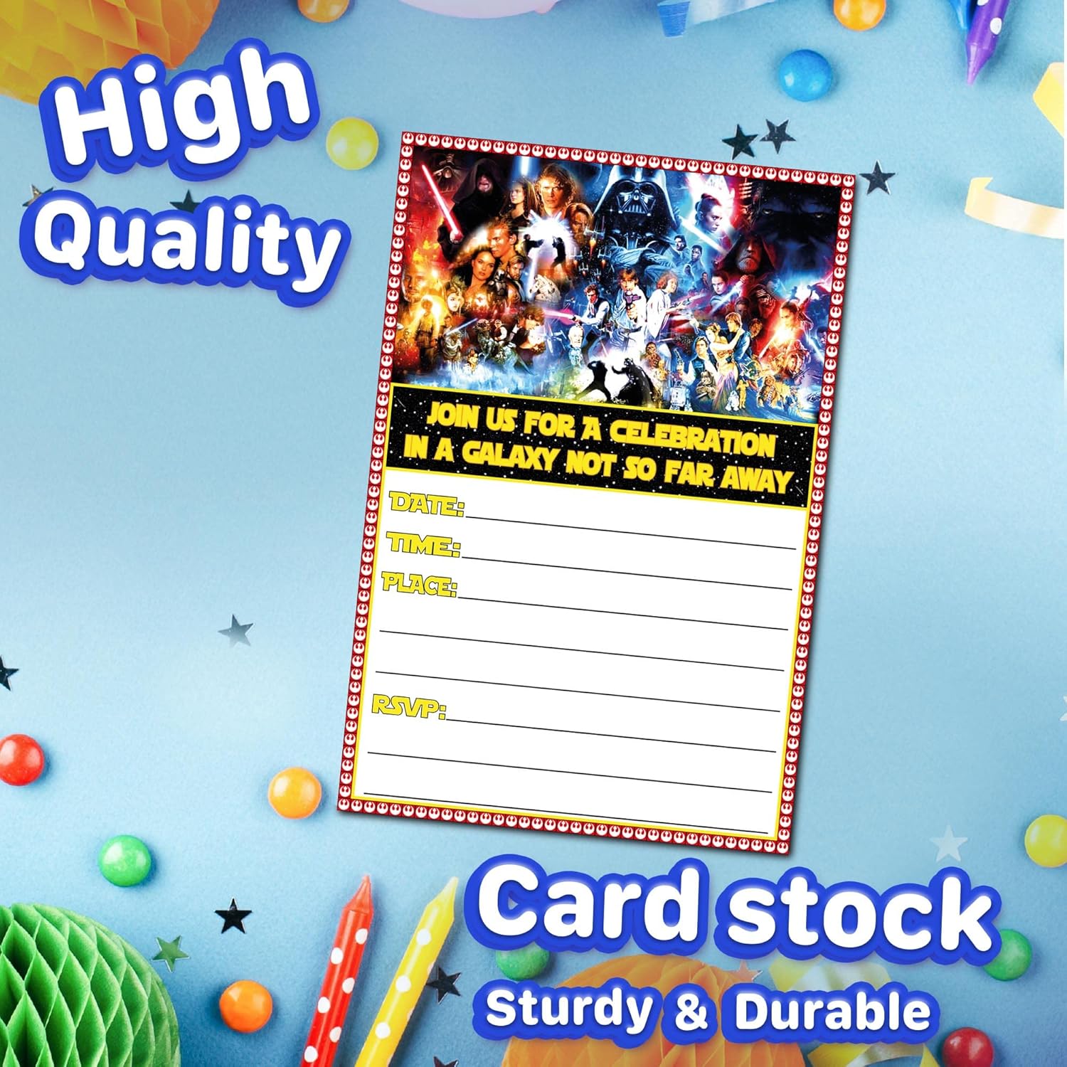 Set of 20 Galactic Birthday Invites with Envelopes