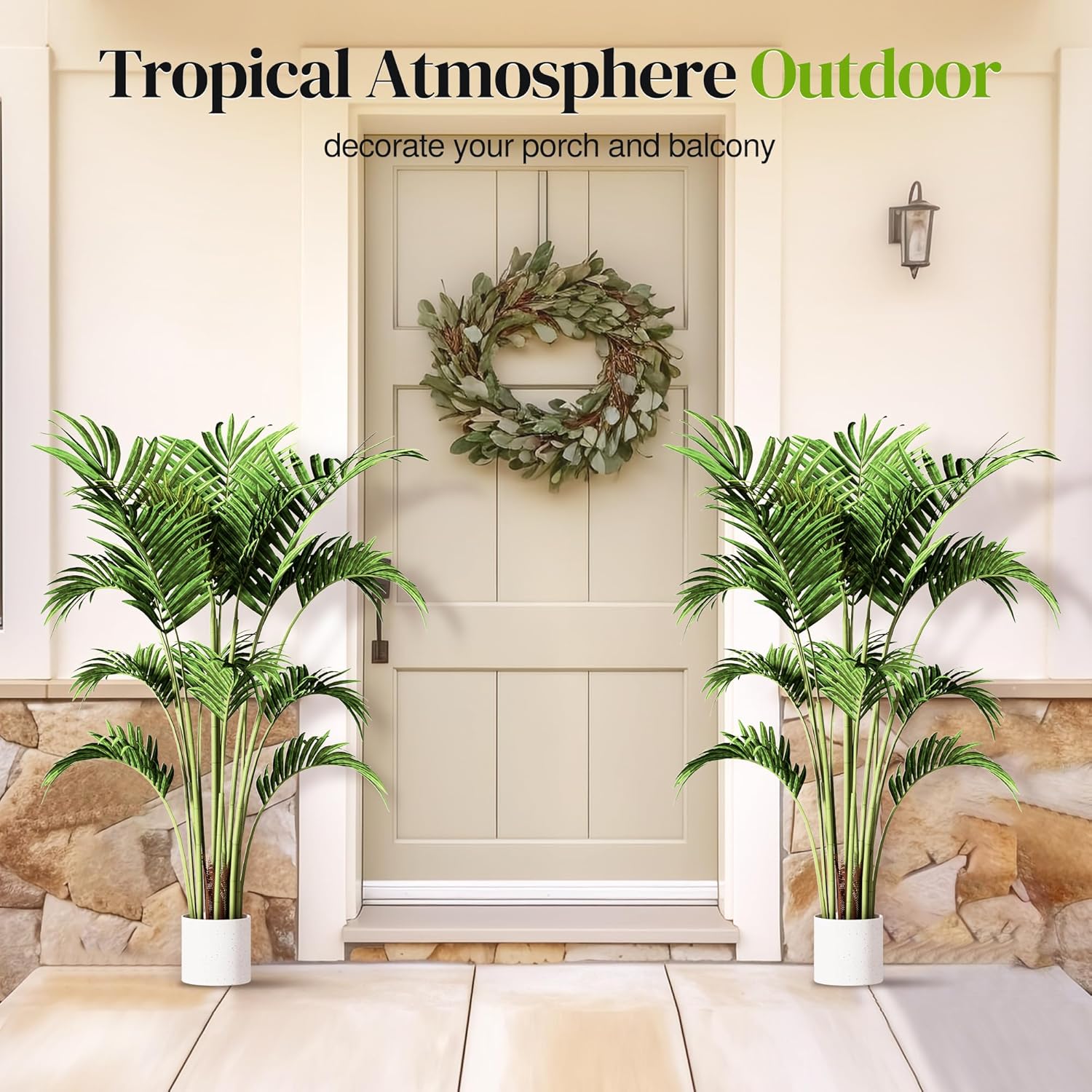 Artificial Palm Tree 4FT 2 Pack with White Planter