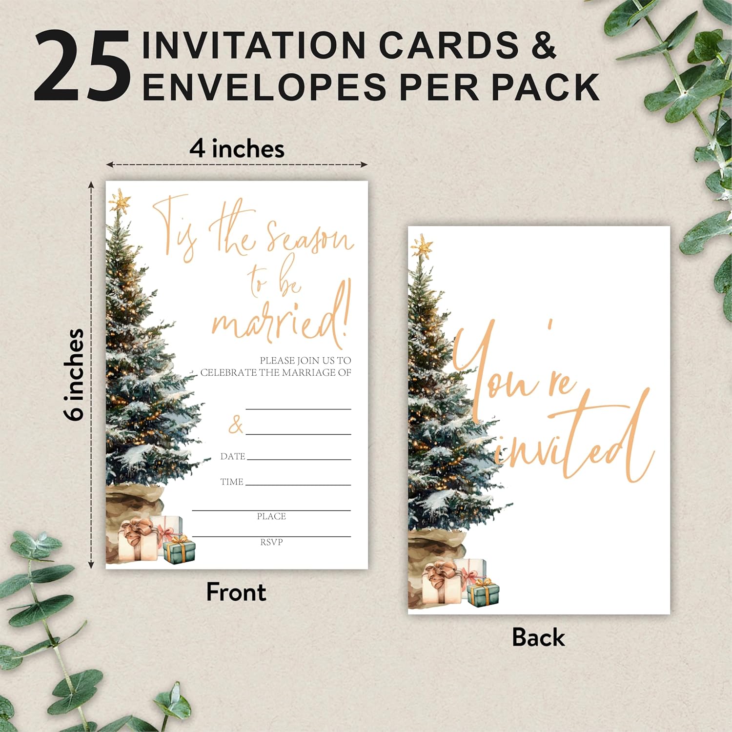 Tis The Season To Be Married Wedding Invites 4x6