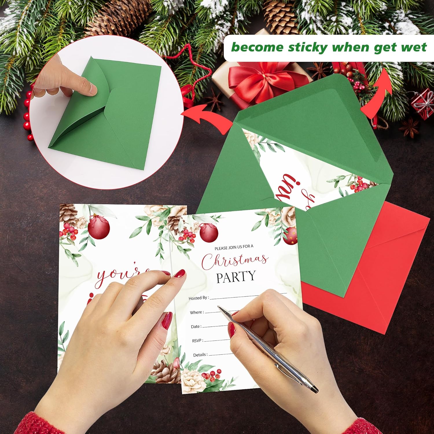 30 Pack Christmas Party Invites with Envelopes