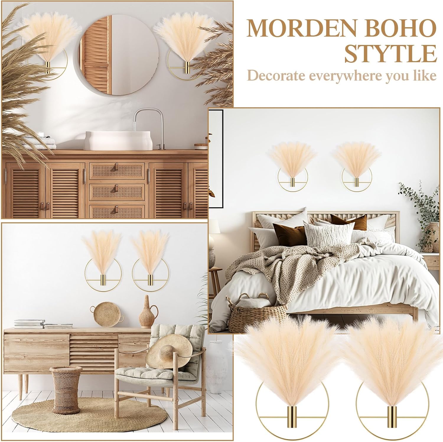 Wesiti 2 Piece Boho Pampas Wall Decor Set