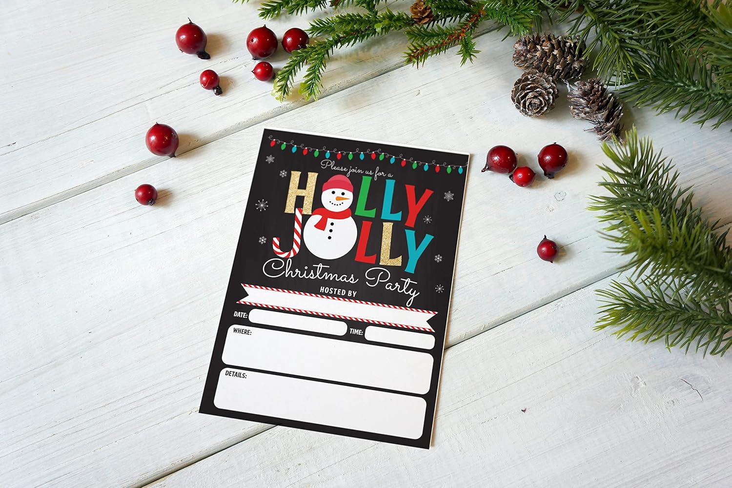 Holly Jolly Snowman Christmas Party Invite Set