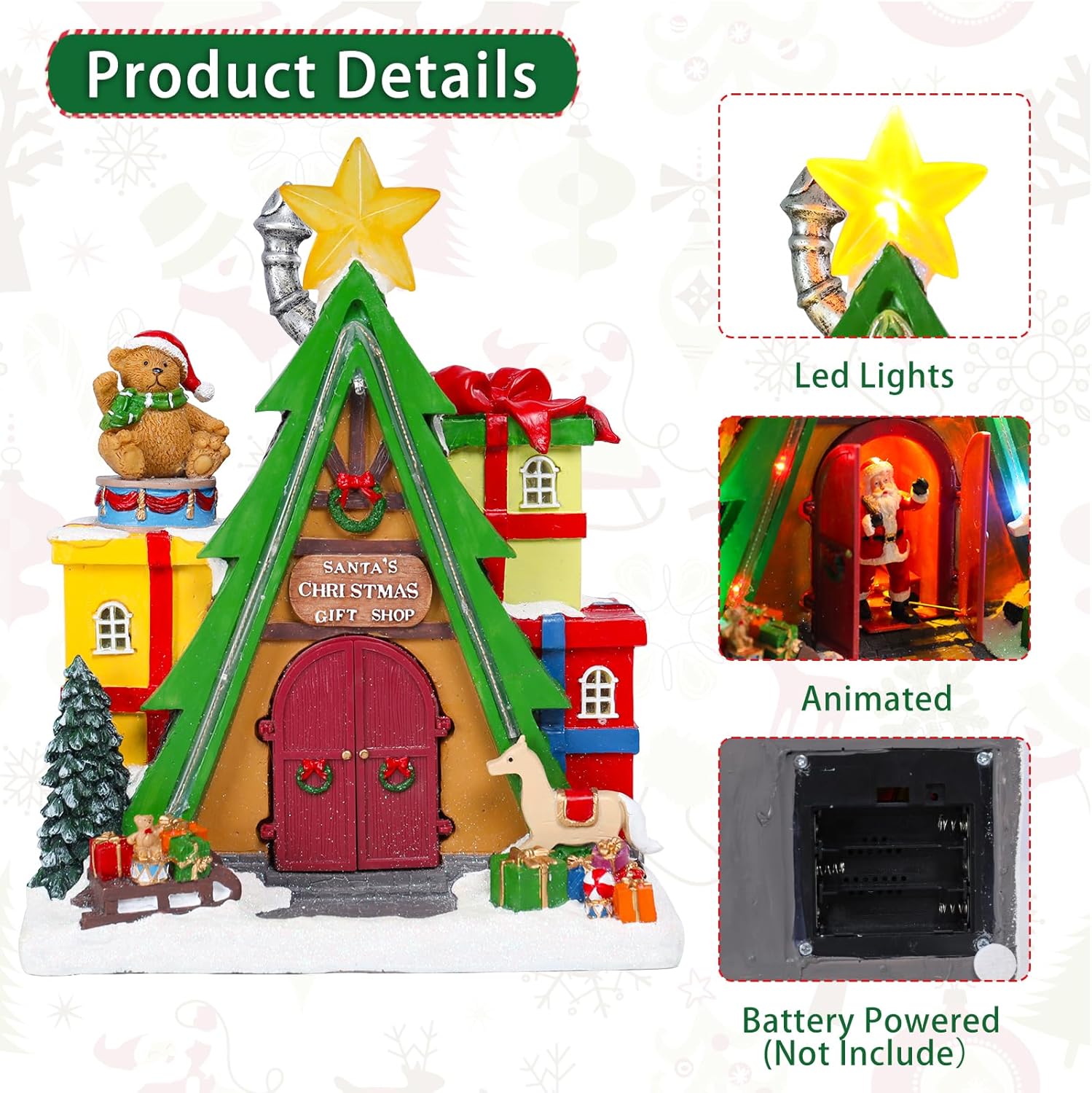 Dream Garden Animated Santa House with LED Lights