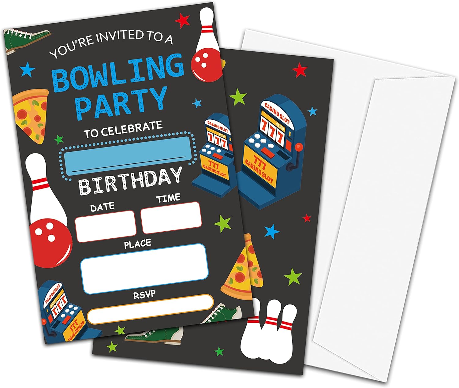 Bowling Theme Birthday Invites with Envelopes 20-Pack