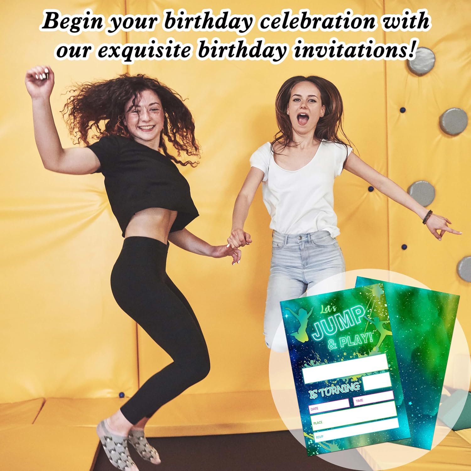 Gsauto Lets Jump and Play Birthday Invites 20 Cards with Envelopes