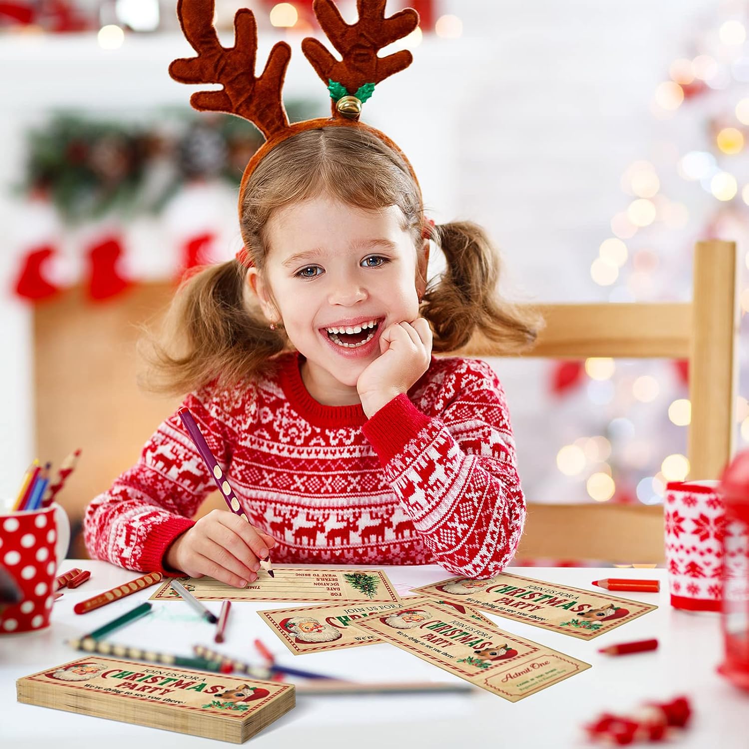 Woanger 50 Pcs Christmas Invitations with Envelopes Set