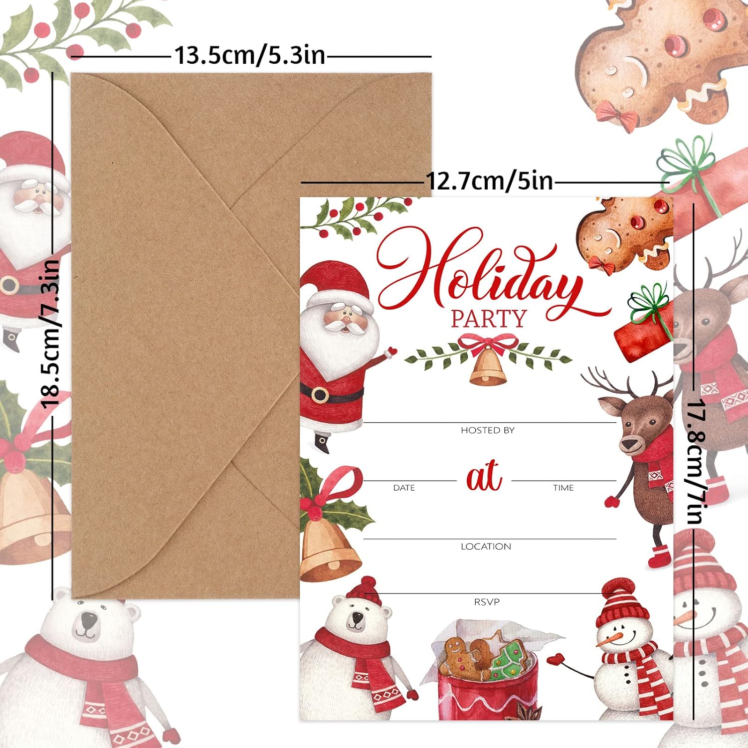 Whaline Christmas Party Invitations 25 Pack