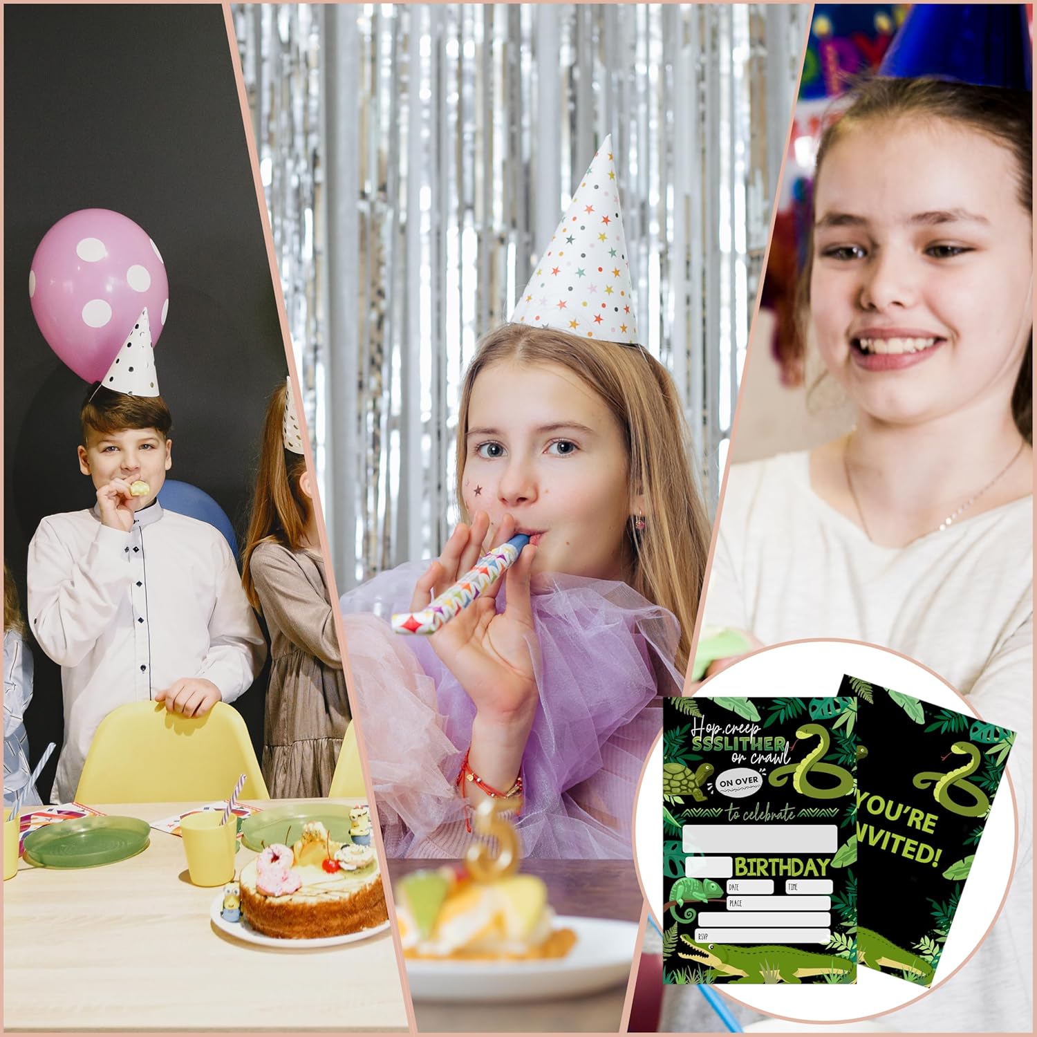 Reptile Birthday Invitations with Envelopes 25 Count
