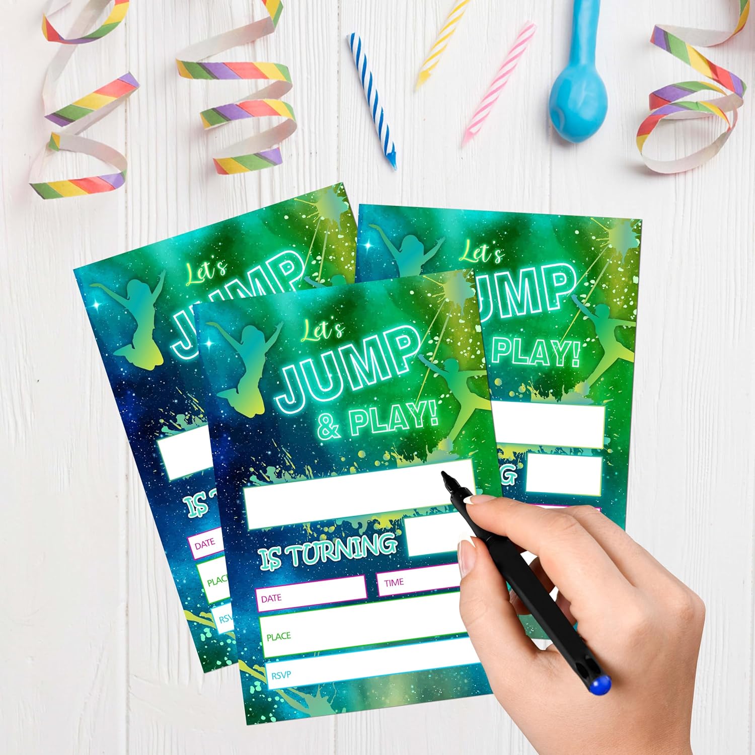 Gsauto Lets Jump and Play Birthday Invites 20 Cards with Envelopes